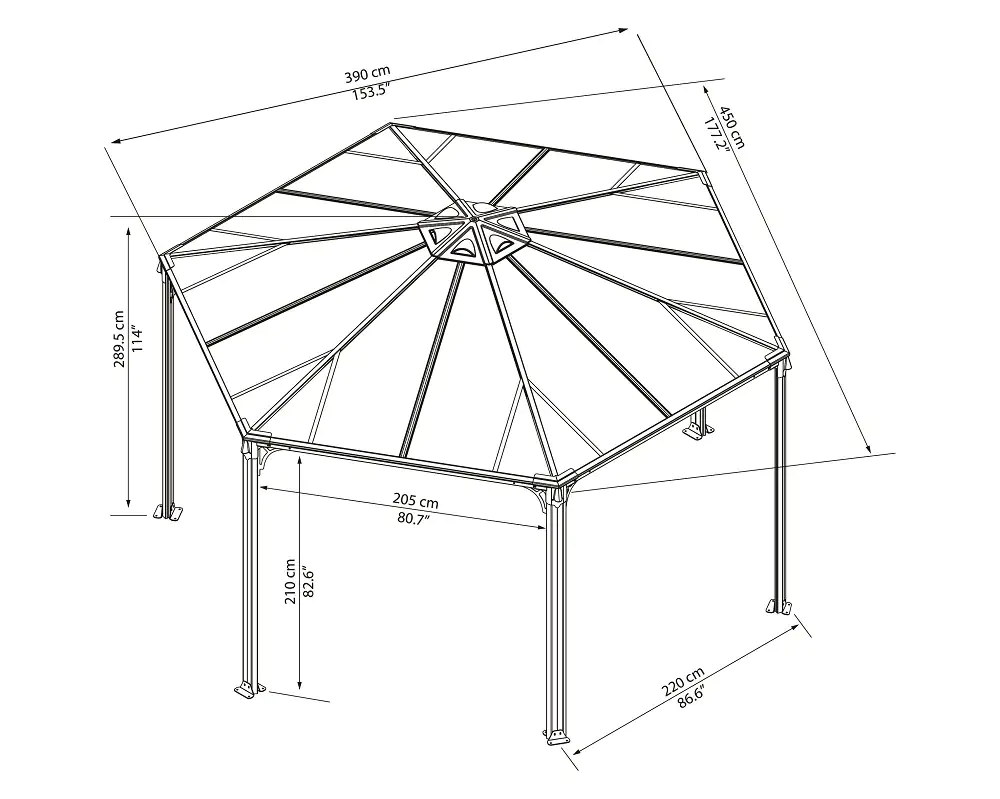 Canopia Pavillon Monaco 450 x 390 cm grau
