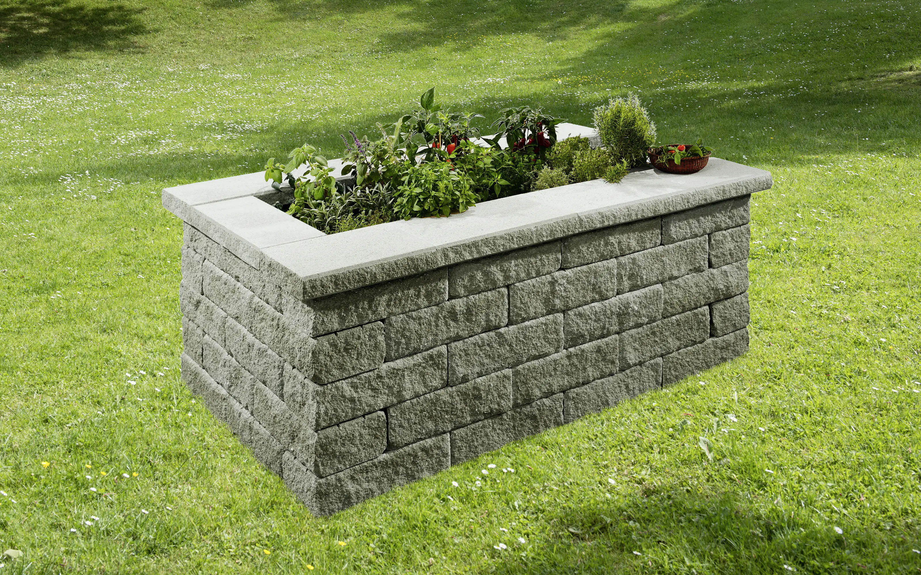 Kann Hochbeet-Set 3 Bruchstein 200 x 125 x 81 cm grau