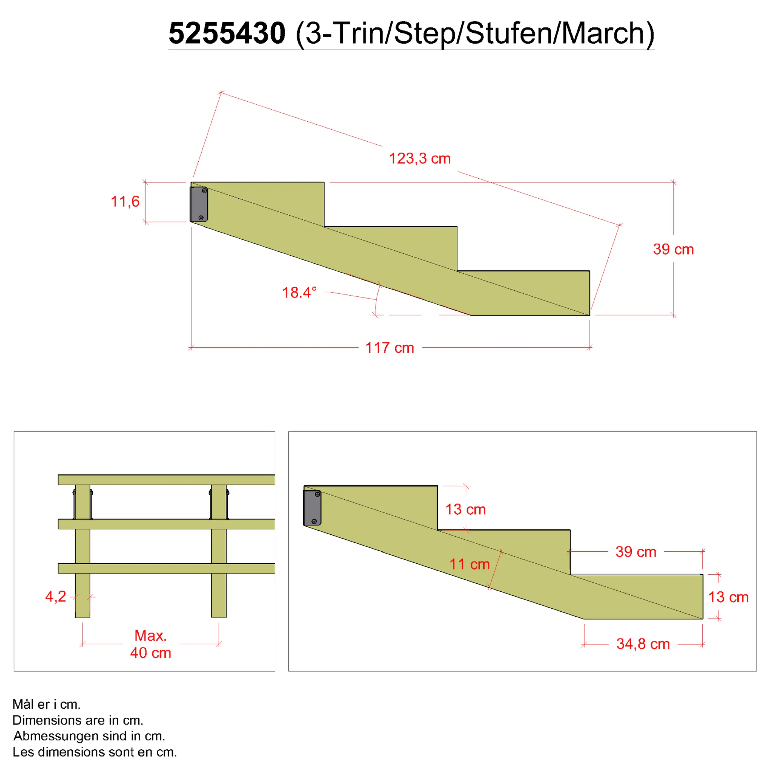 Plus Treppenwange Kiefer 13 cm Stufenhöhe mit Beschlag