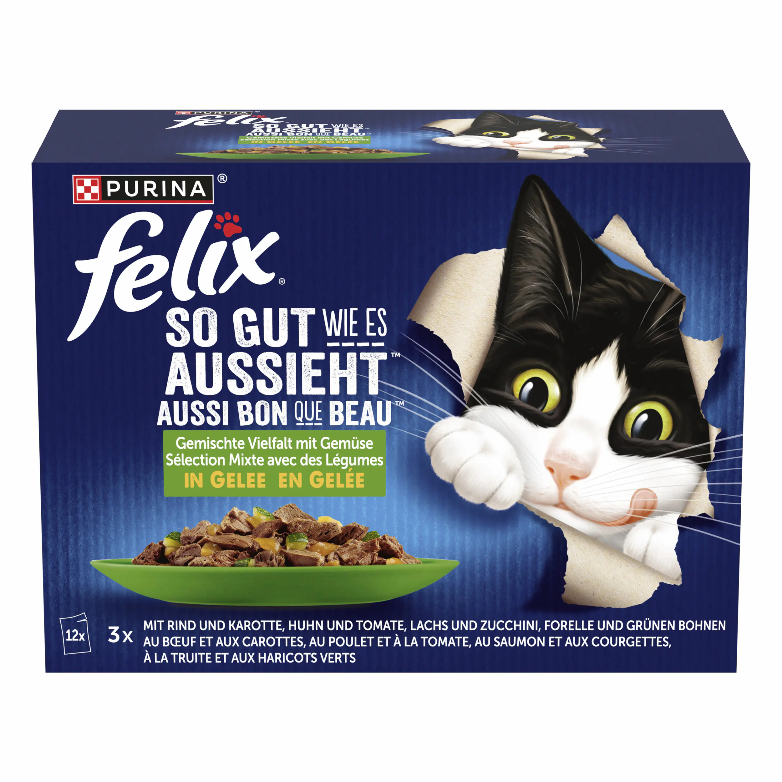 Felix Gemischte Vielfalt mit Gemüse Katzenfutter 12 x 85g