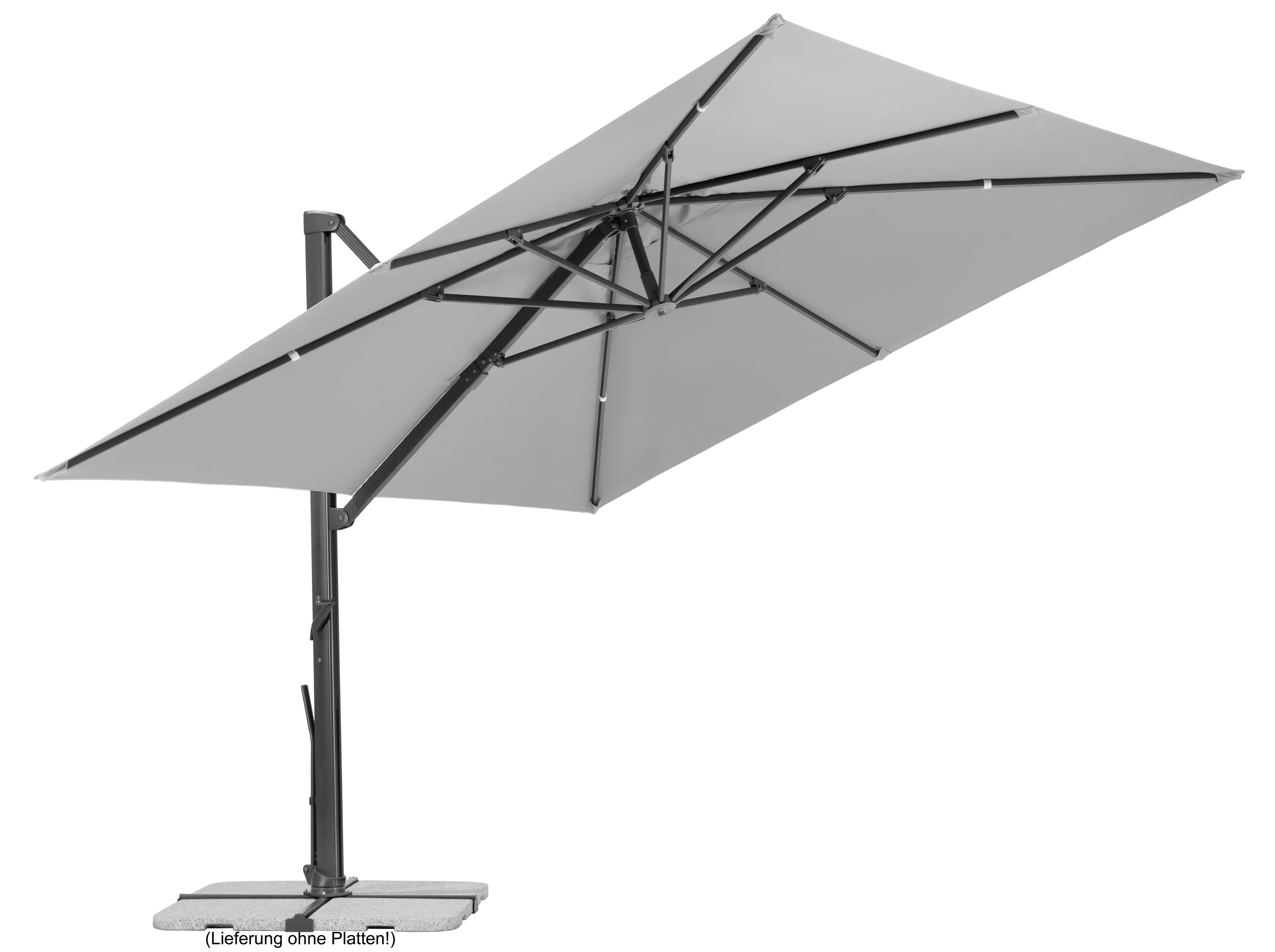 Schneider Ampelschirm Rhodos Smart silbergrau 300 x 300 cm inkl. Sonnenschirmhülle