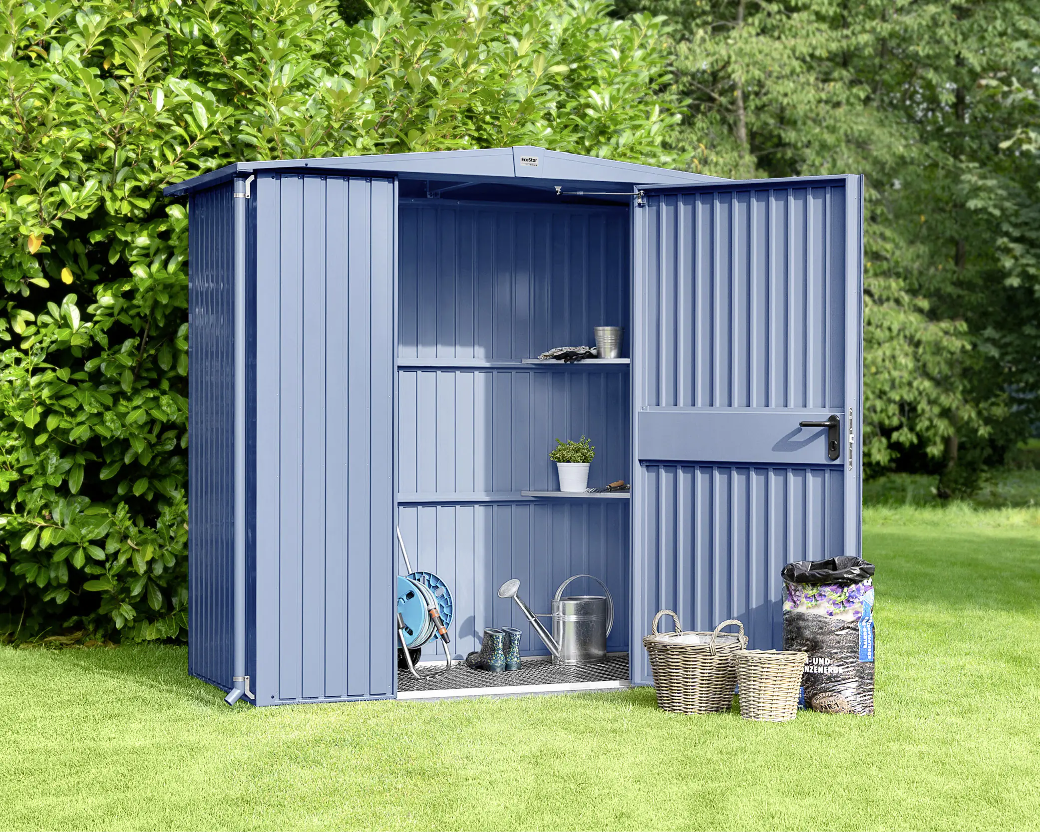 Ecostar Gerätehaus Trend-S Typ 1 258,8 x 121,3 x 216 cm taubenblau