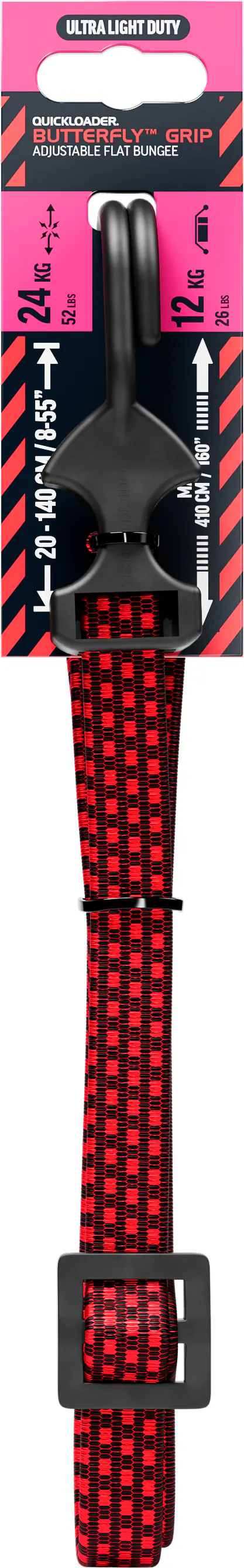 QUICKLOADER® Gummiseil Butterfly Bungee 18 mm x 140 cm 2 Stück rot