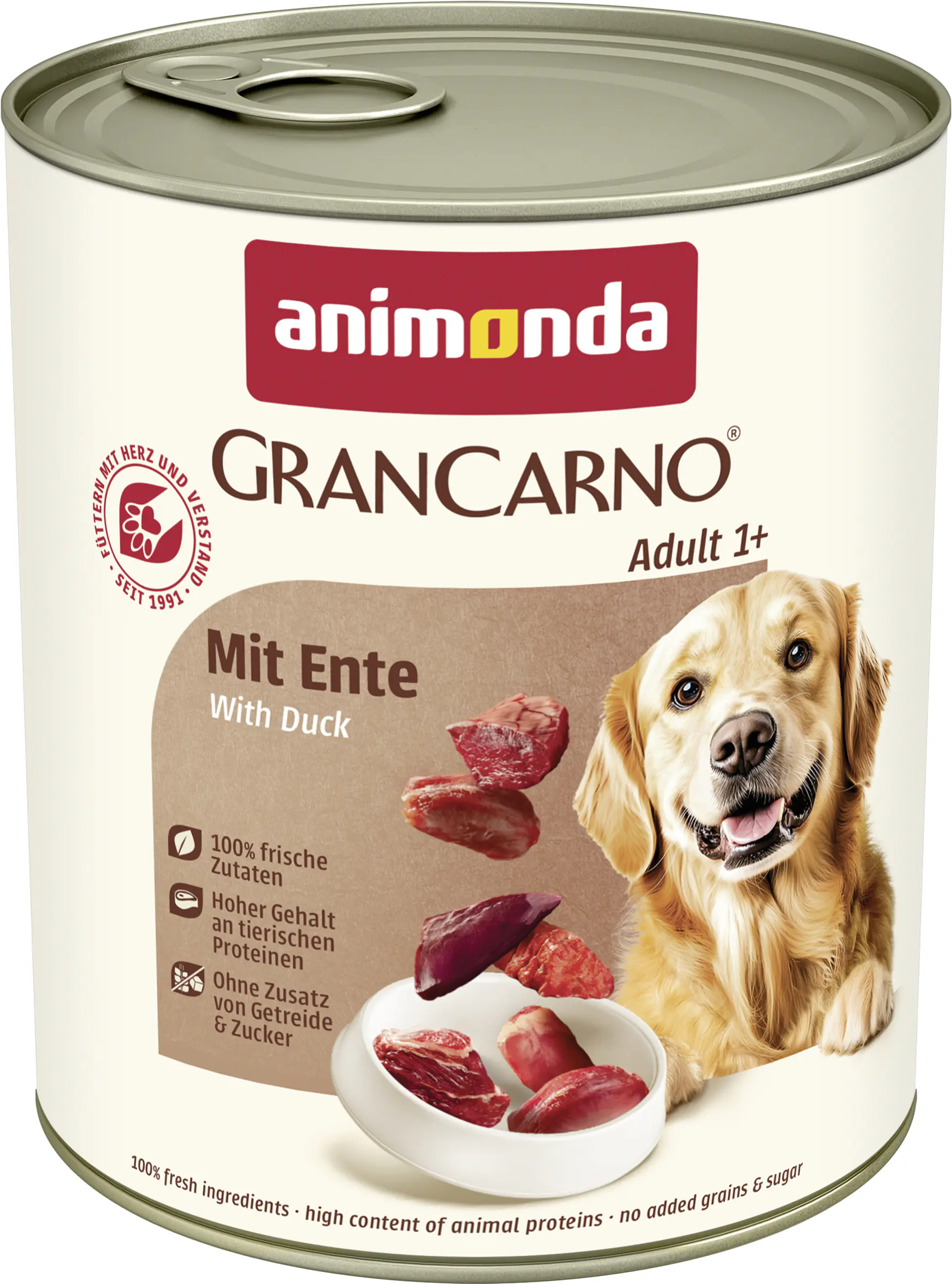 Animonda GranCarno Hundenassfutter Adult getreidefrei 800 g Ente