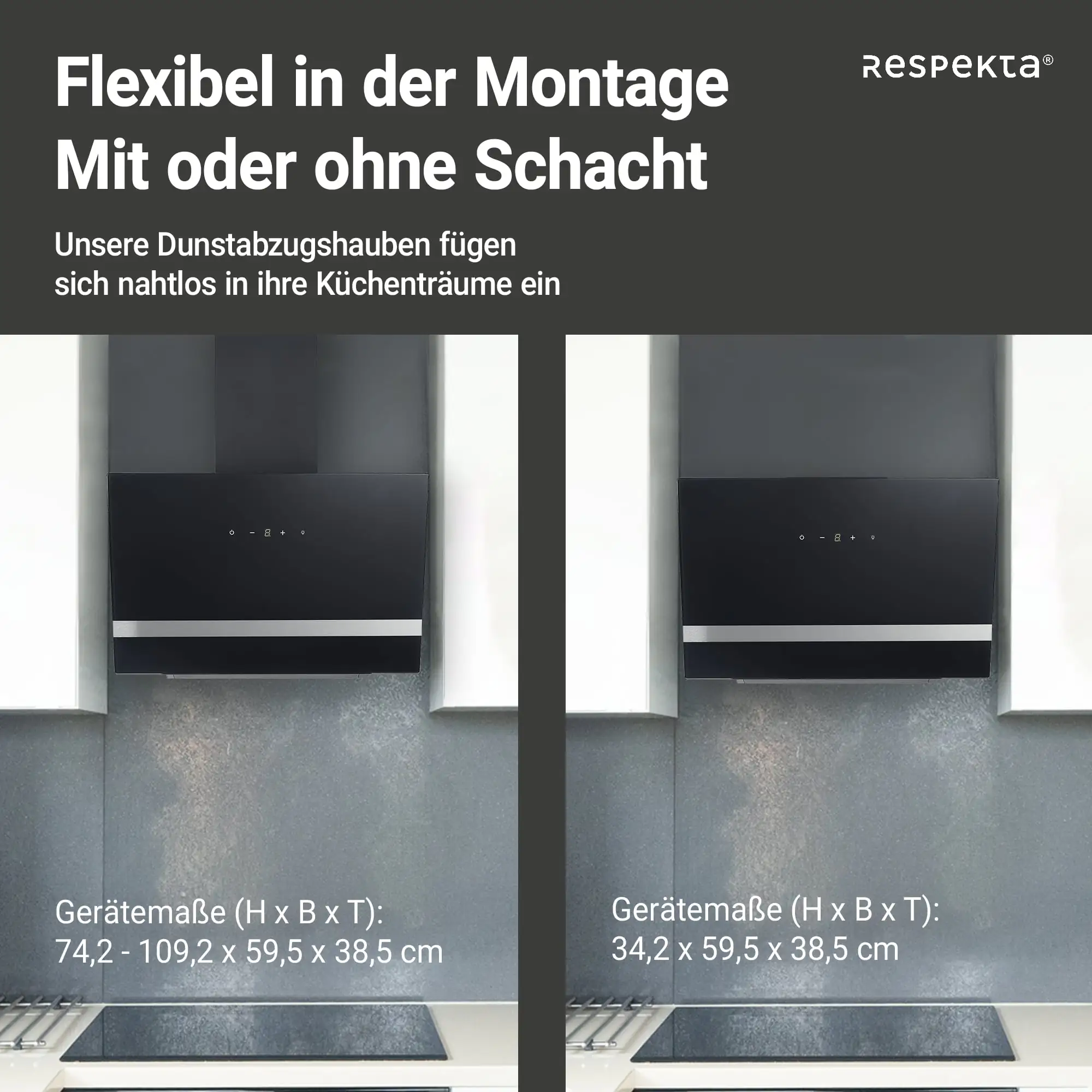 respekta Design-Schräghaube 60 cm schwarz Typ / Modell: CH 24060SAM 60 cm