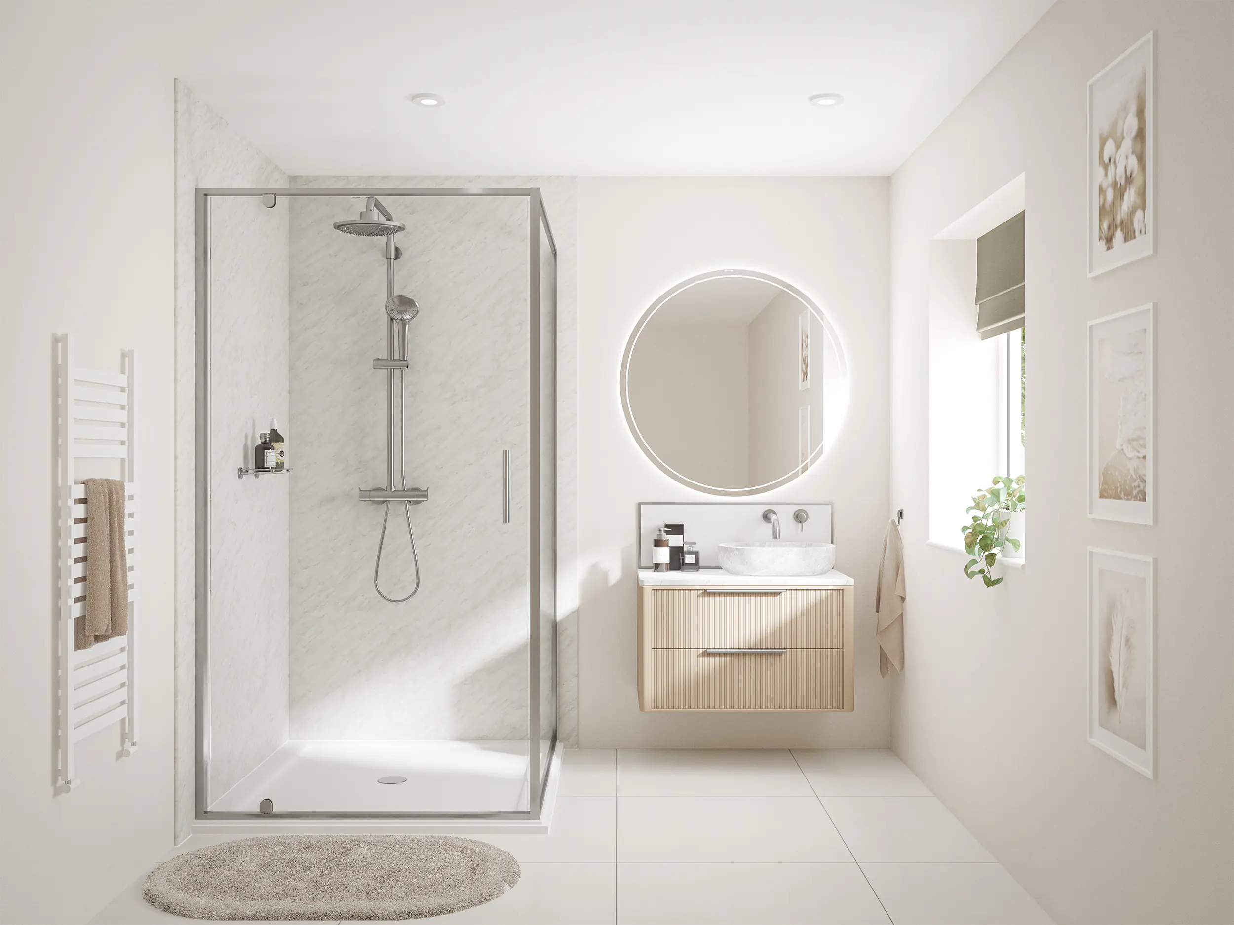 Wetwall Elite Wandpaneel  Carrara Marble 120 x 242 cm mit Nut & Feder