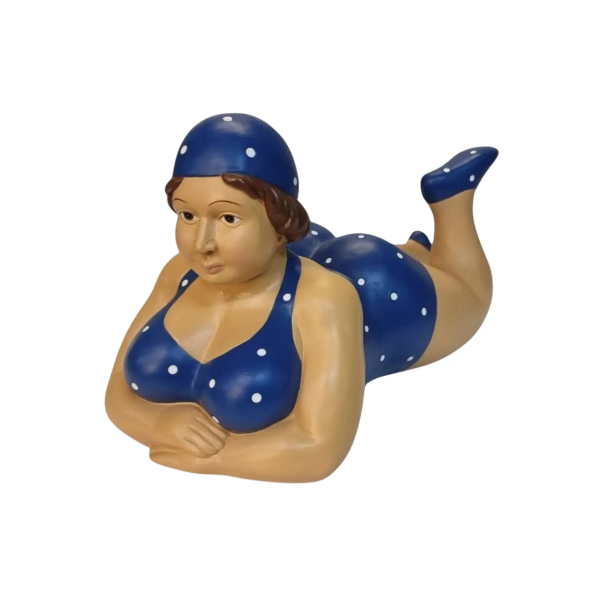 Dekofigur Badefrau liegend 18 x 39,5 cm blau