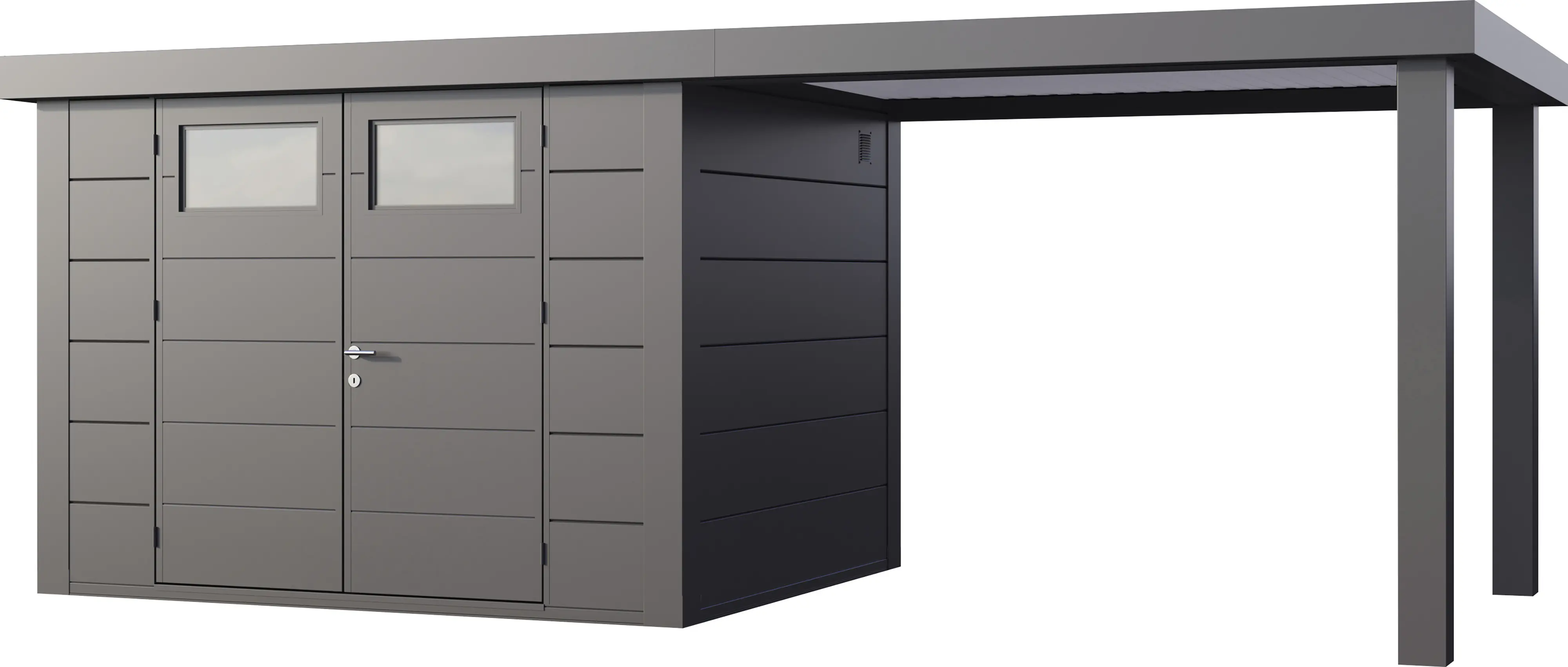 Telluria Gerätehaus Classico Open Lounge L 3024 rechts granitgrau 582 x 238 cm