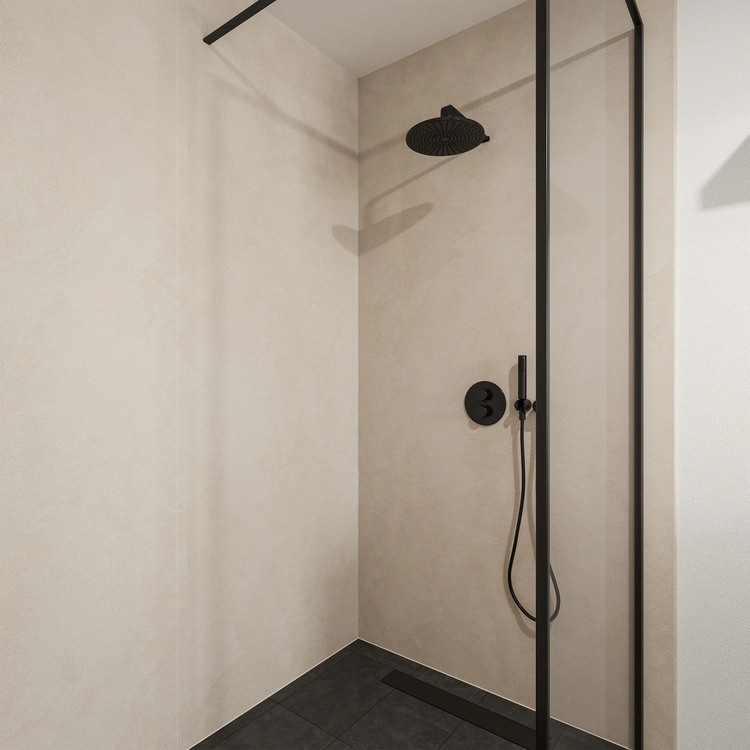 Wetwall Elite Wandpaneel  Cream Stone 120 x 242 cm mit abgerundeter Abschlusskante