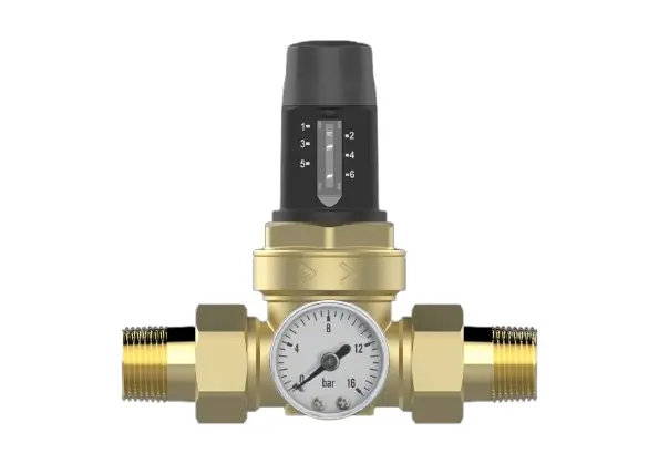 Aqmos Druckminderer für Hauswasserinstallation mit Manometer voreinstellbar 19,05 mm (3/4")