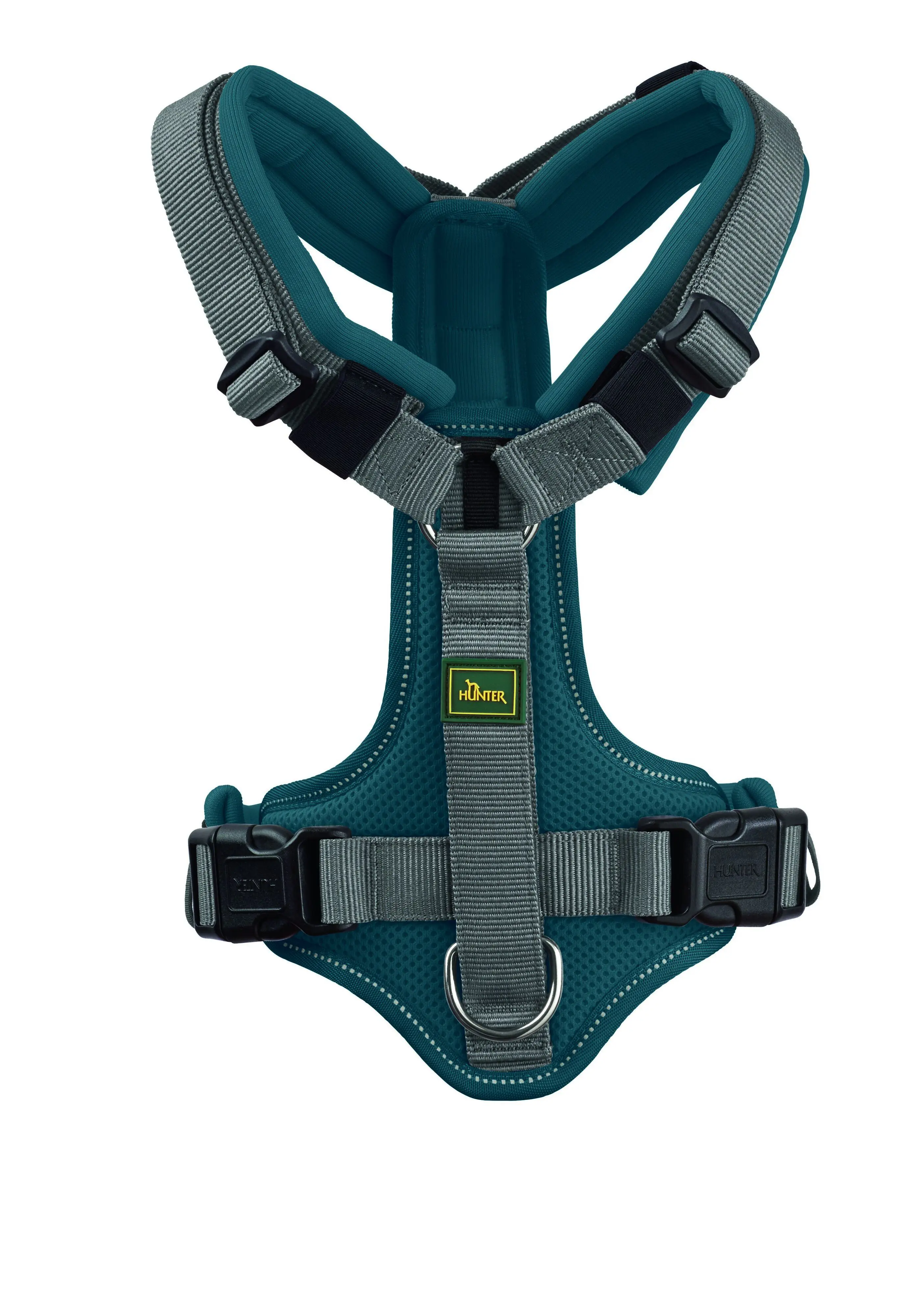 Hunter Hundegeschirr Maldon Up mit Griff M-L petrol/grau
