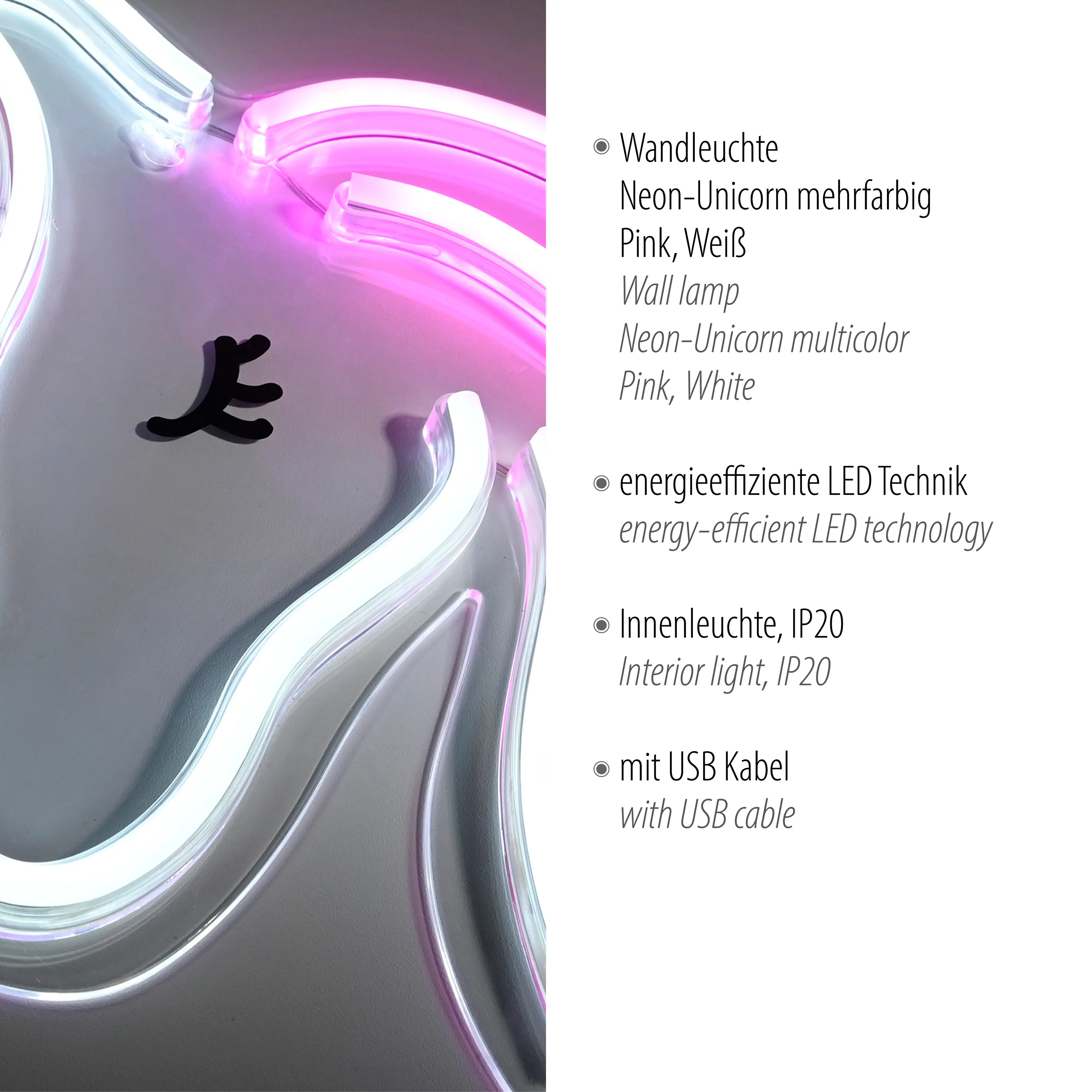 Just light LED Dekoleuchte Unicorn 33 x 1,5 x 33 cm