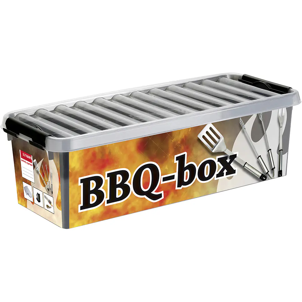 Sunware Aufbewahrungsbox Q-Line BBQ mit Einsatz & Deckel 49 x 19 cm 9,5 L metallfarbig