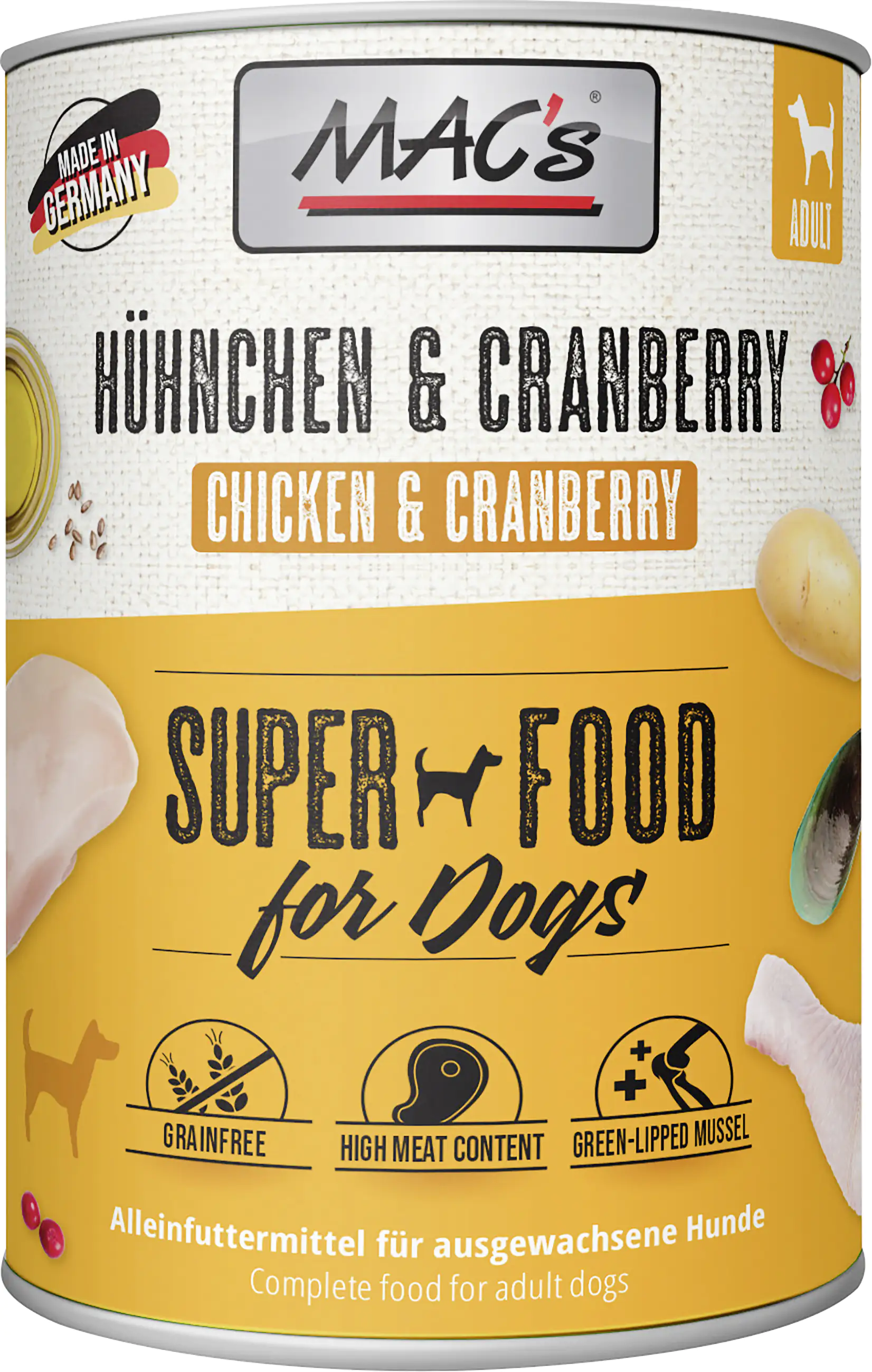 Macs Dog Hundenassfutter Adult getreidefrei 400 g Hühnchen