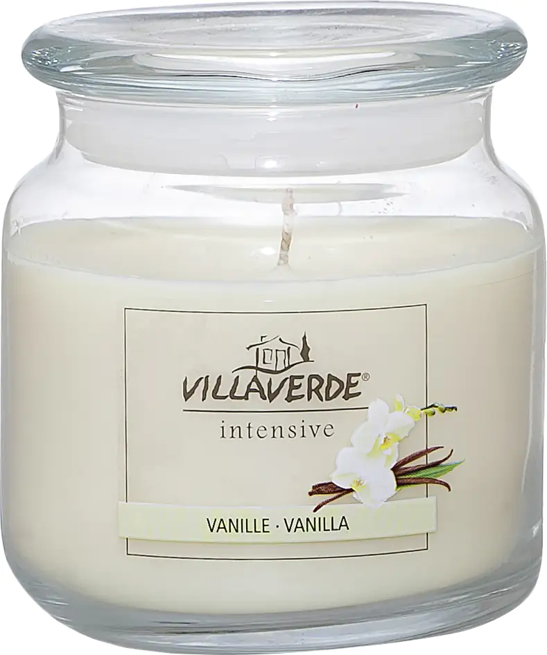 Villa Verde Duftkerze im Glas m. Deckel Vanille, Höhe: 10 cm, Ø 10 cm