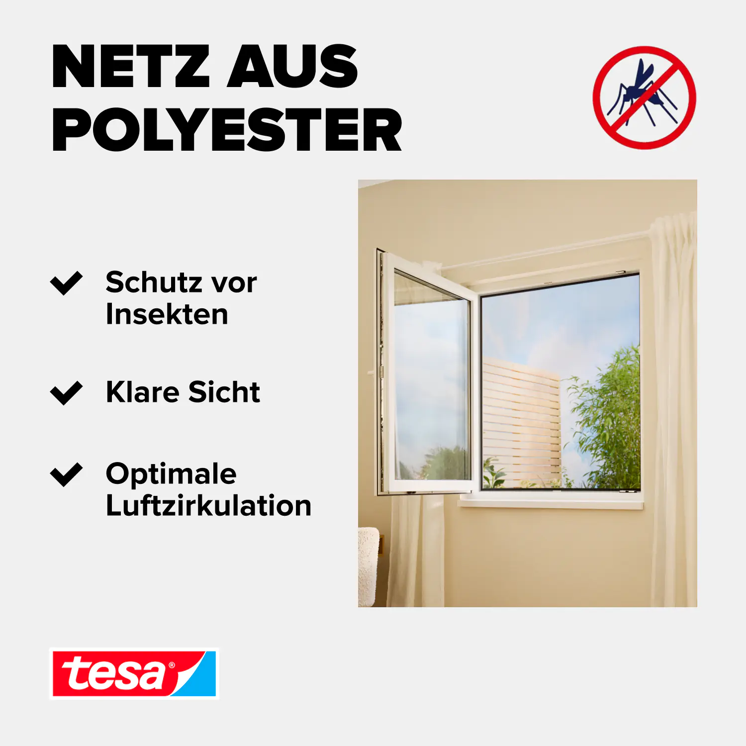 tesa Fliegengitter STANDARD 130 x 150 cm anthrazit individuell kürzbar
