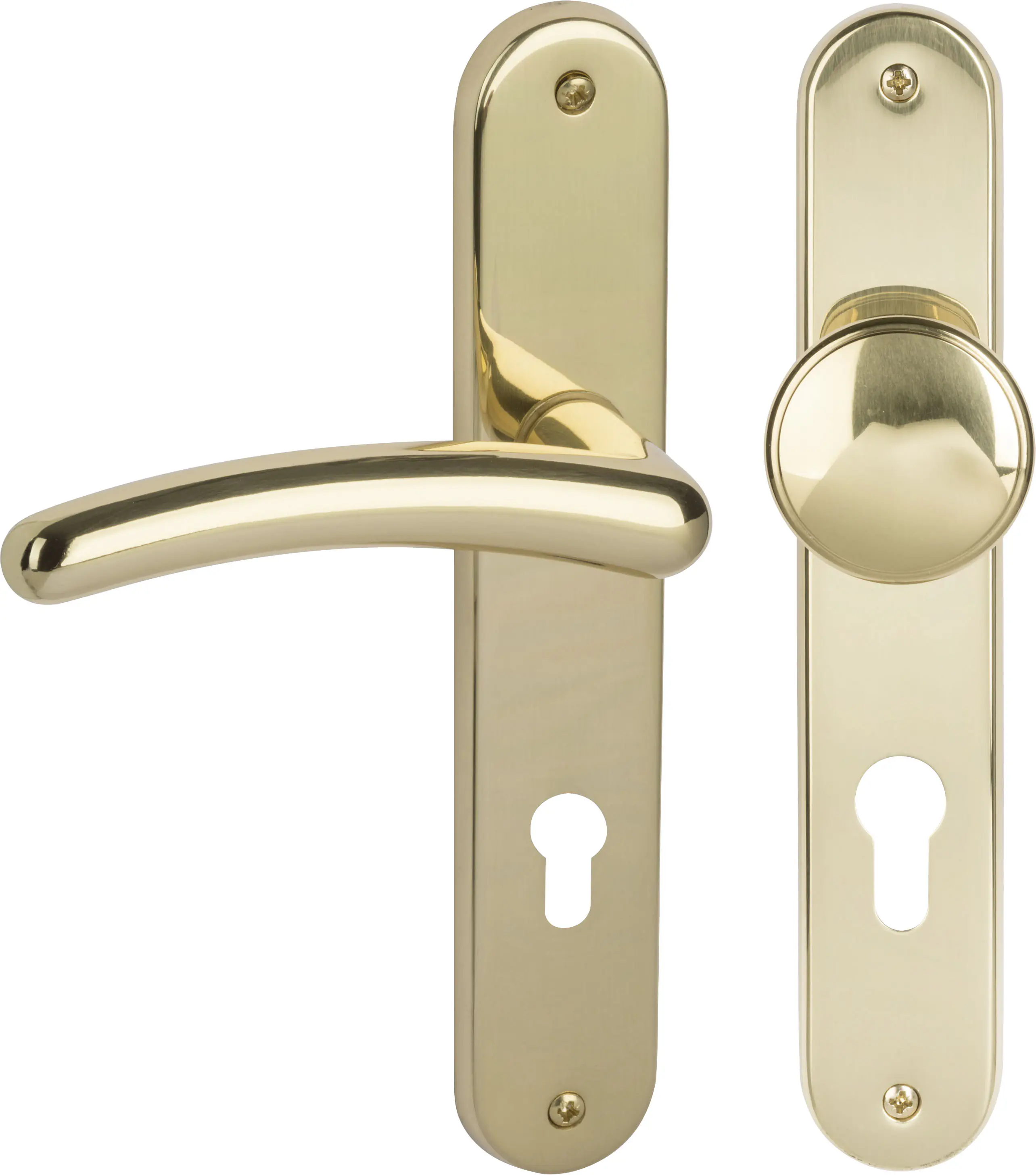 Südmetall Türgriff-Garnitur Langschild Franziska PZ Messing poliert Drücker links gold 225 x 40 mm