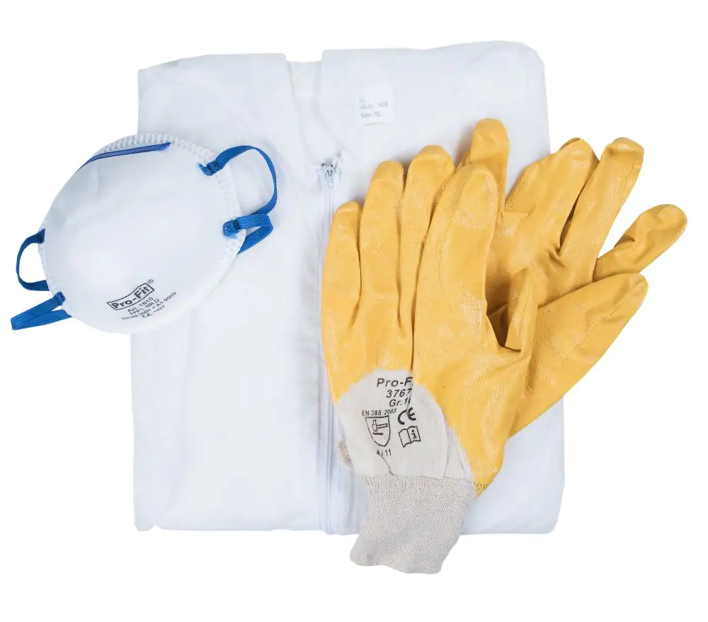 Connex Arbeitsschutz-Set 3-teilig Overall Handschuh Maske