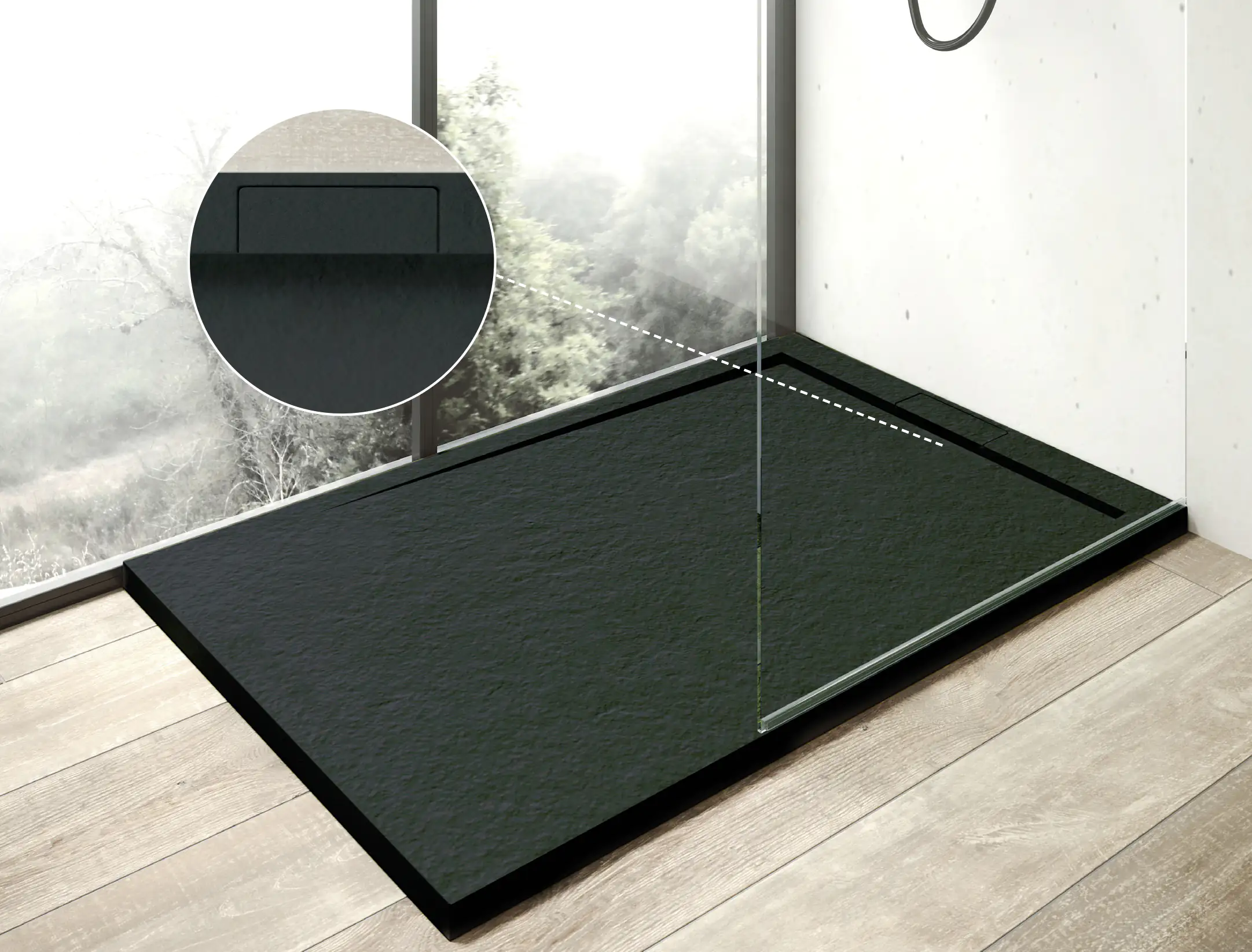 Mineralgussduschwanne Zona 140 x 80 cm, anthrazit, ohne Ablaufgarnitur, ohne Füsse