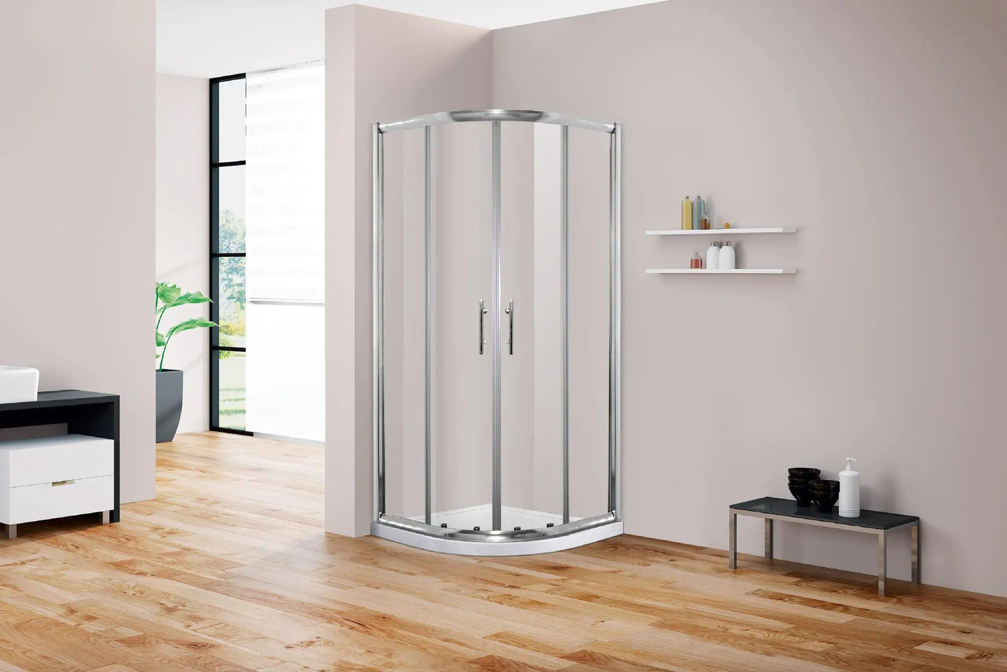 Primaster Runddusche Easy-6 Schiebetür 90 x 90 cm Klarglas chrom