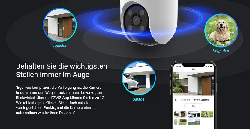 Ezviz Wlan Outdoor Überwachungskamera H8C 360° mit Bewegungserkennung