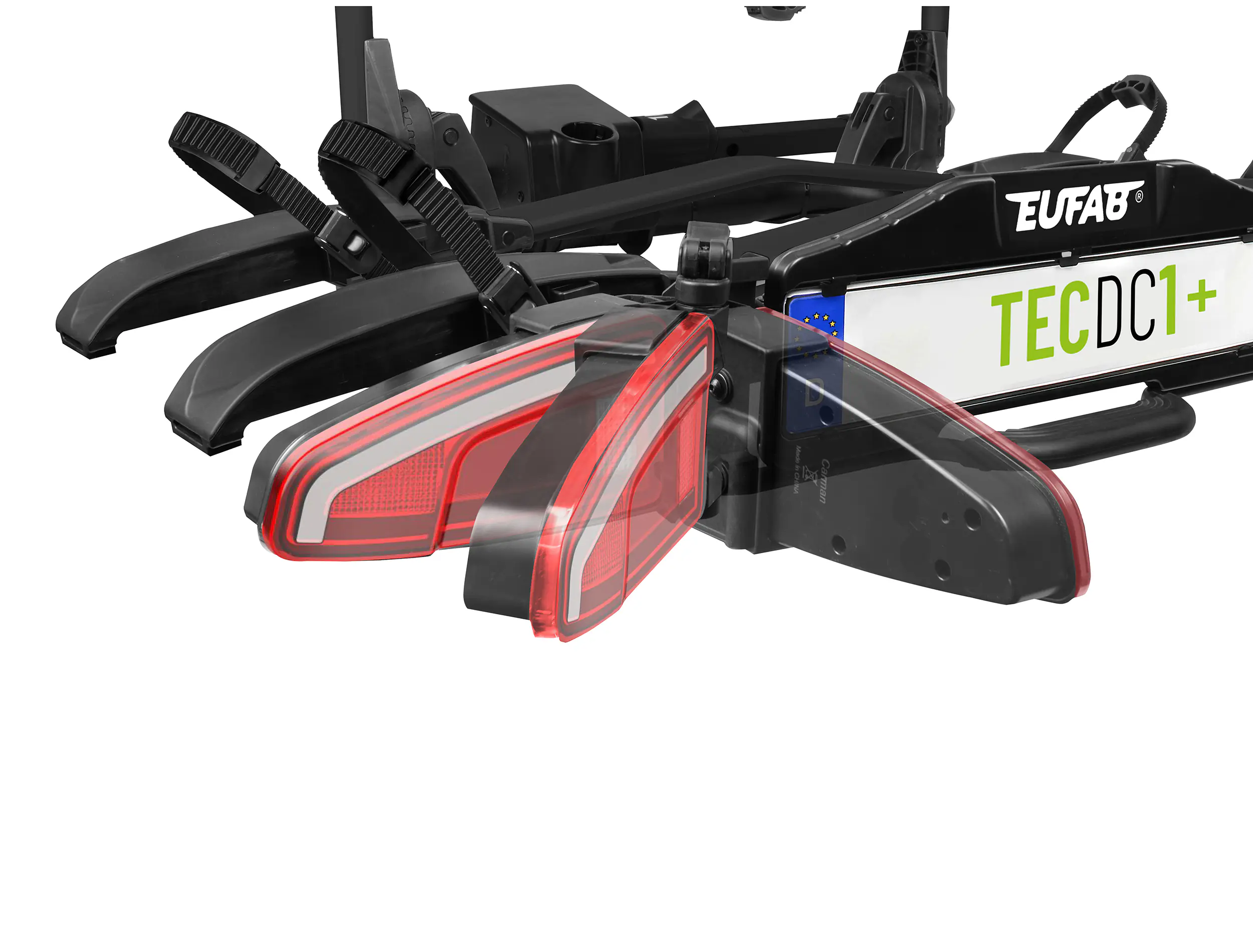 EUFAB Fahrradträger TECDC1+ LED für 2 Fahrräder und große Heckklappen komplett vormontiert