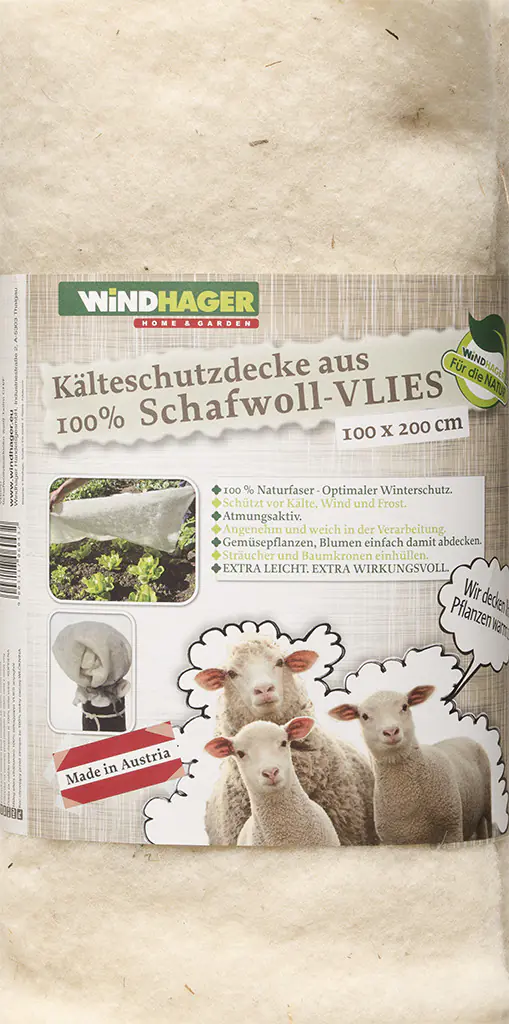 Windhager Schafwoll-Vliesdecke weiß 2 x 1 m , 100g/m²