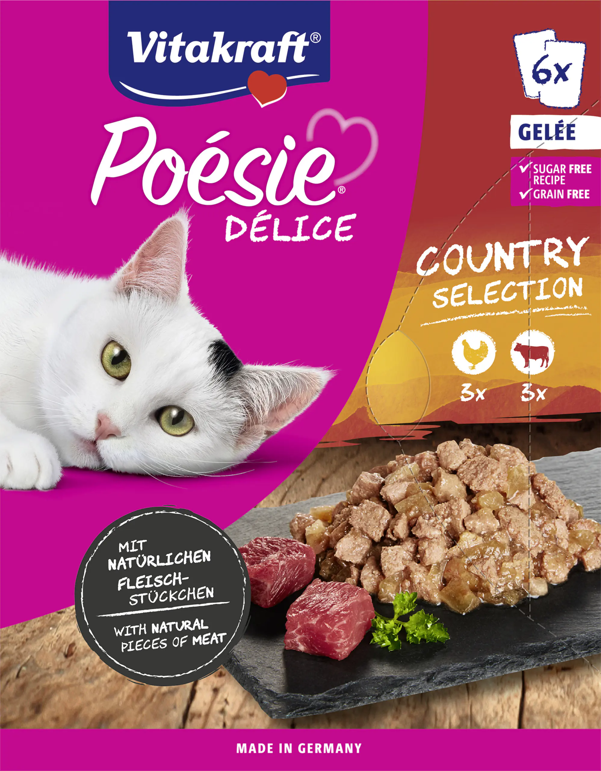 Vitakraft Poésie Katzenfutter Délice Gelée Country Selection 6 x 85 g