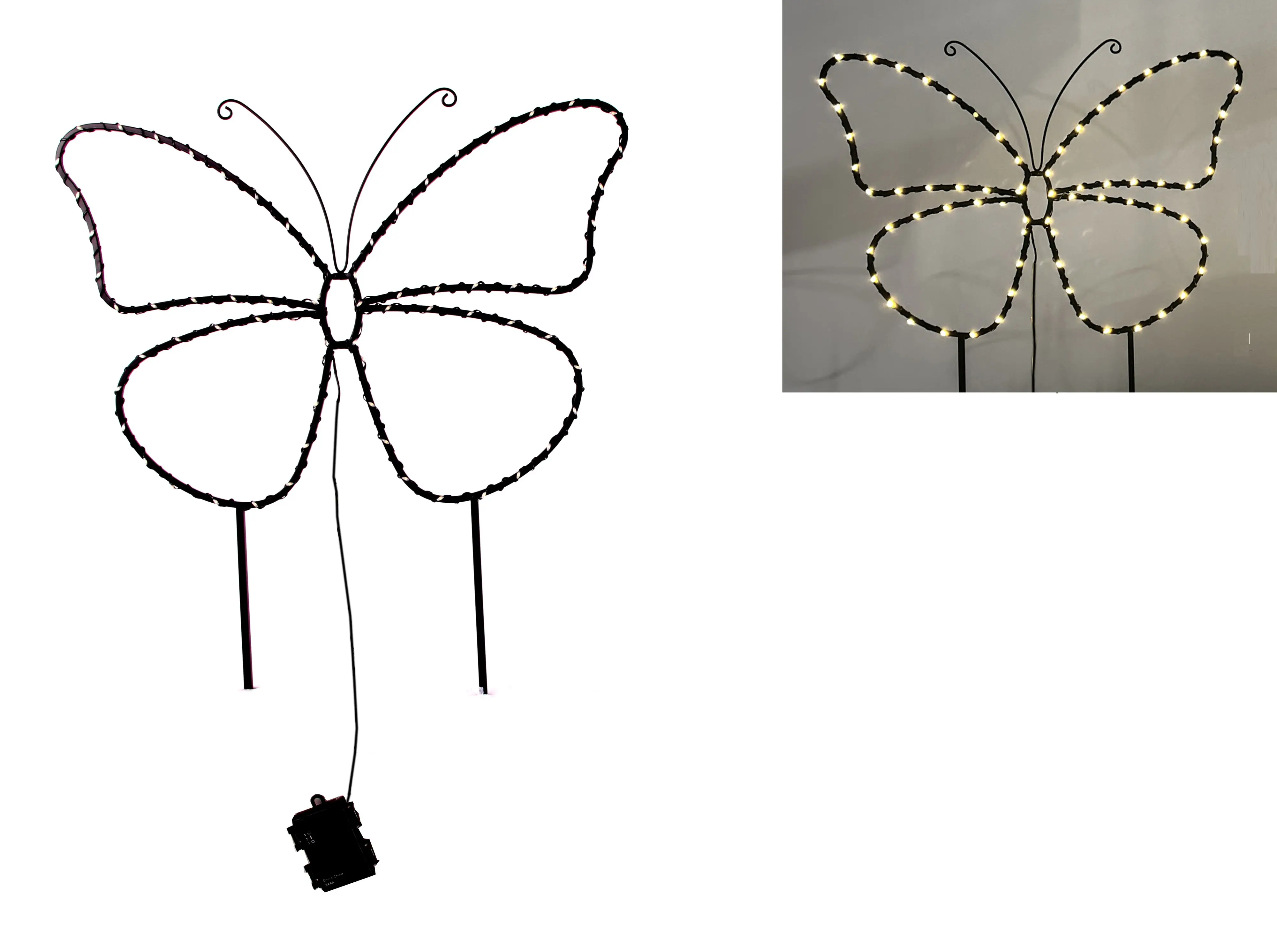 TrendLine LED-Stecker Schmetterling Eisen 67 x 59 cm schwarz warmweiß