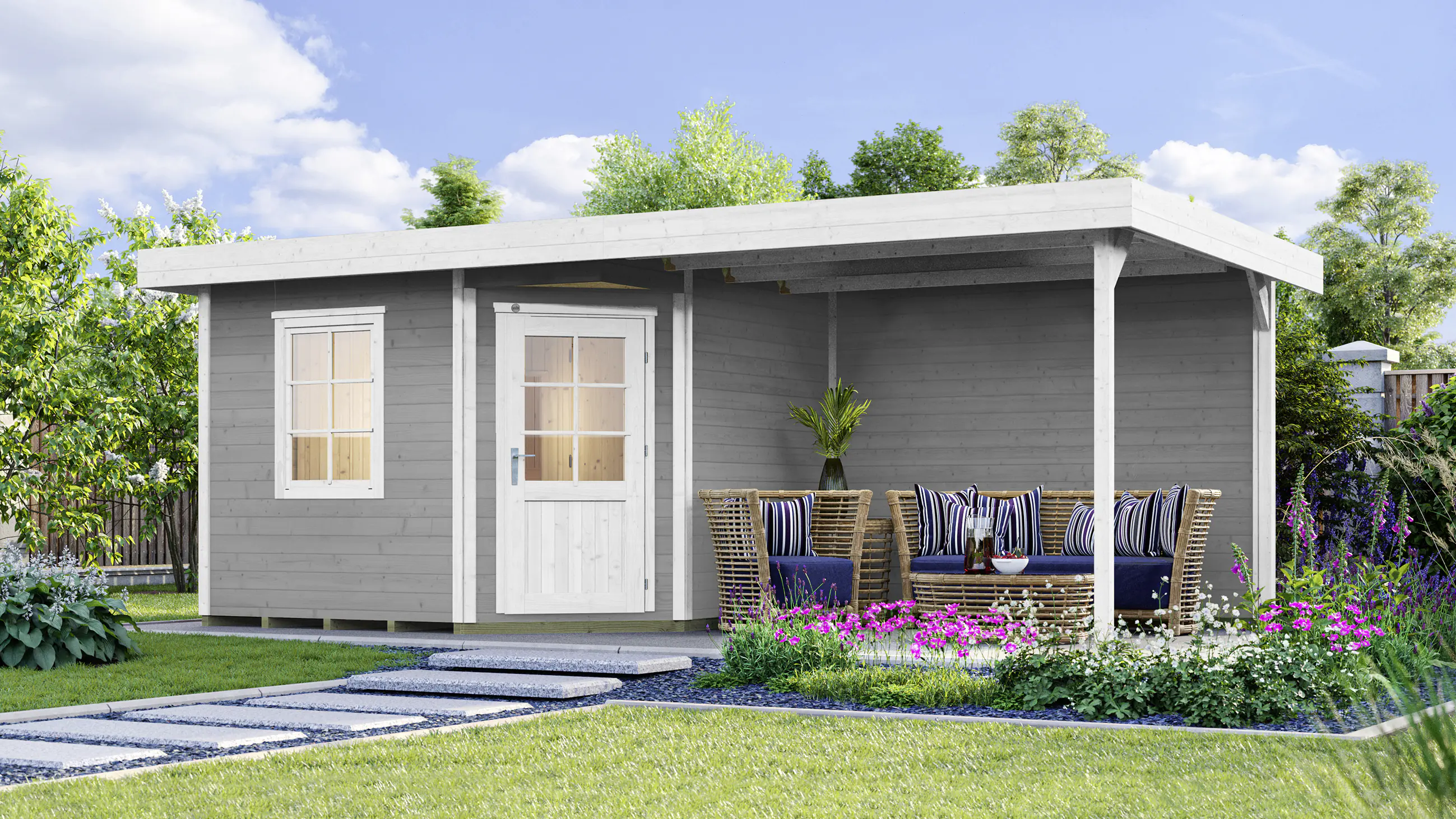 Weka Gartensauna Salo 17,91 m² grau