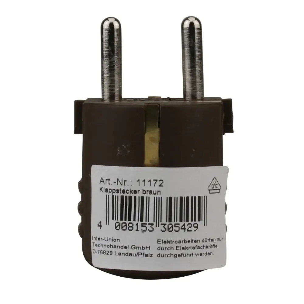 Schutzkontakt-Stecker ohne Knickschutz braun