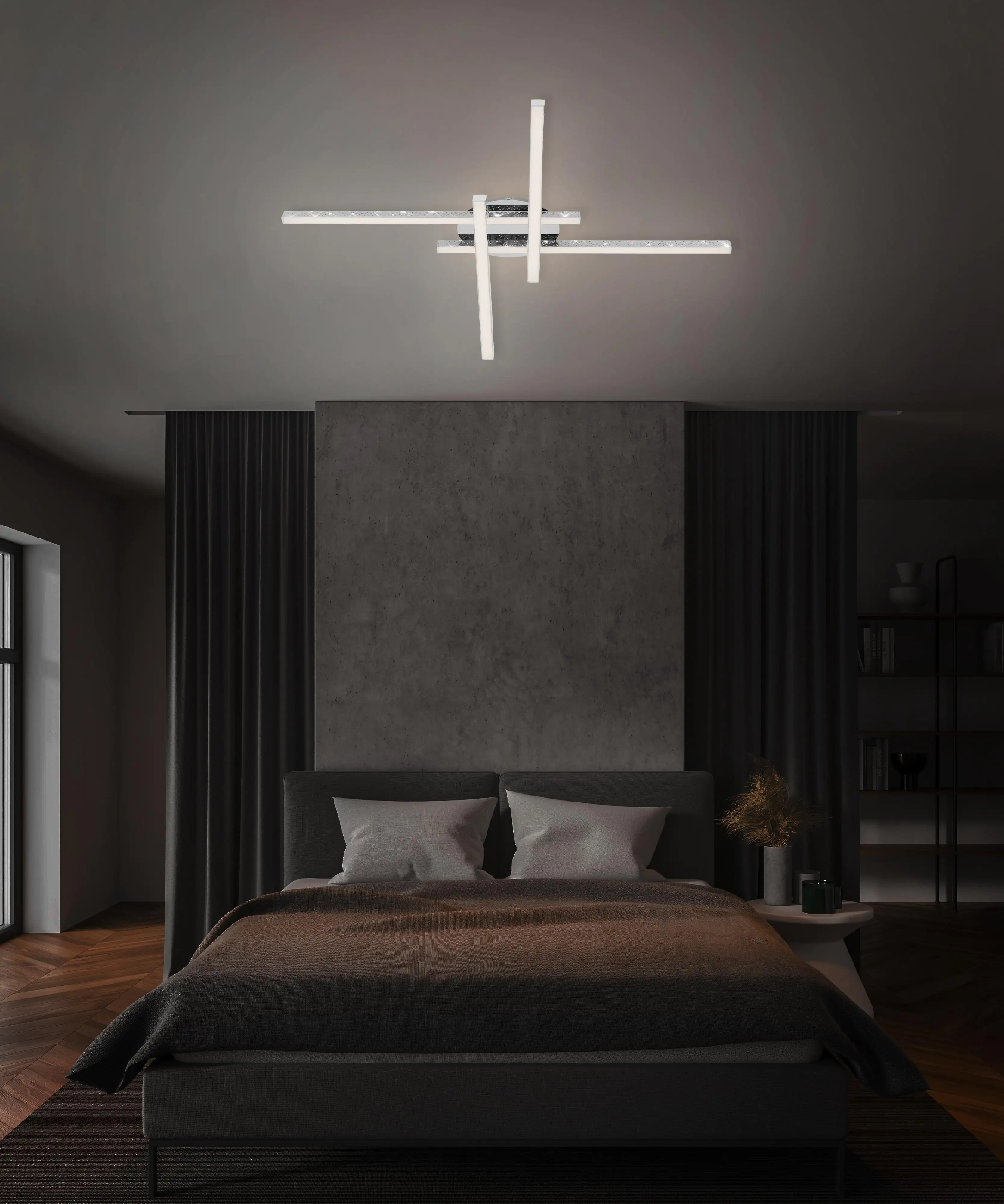 Di-Ka LED Wand- und Deckenleuchte Rey 60x60cm chrom Glitzereffekt