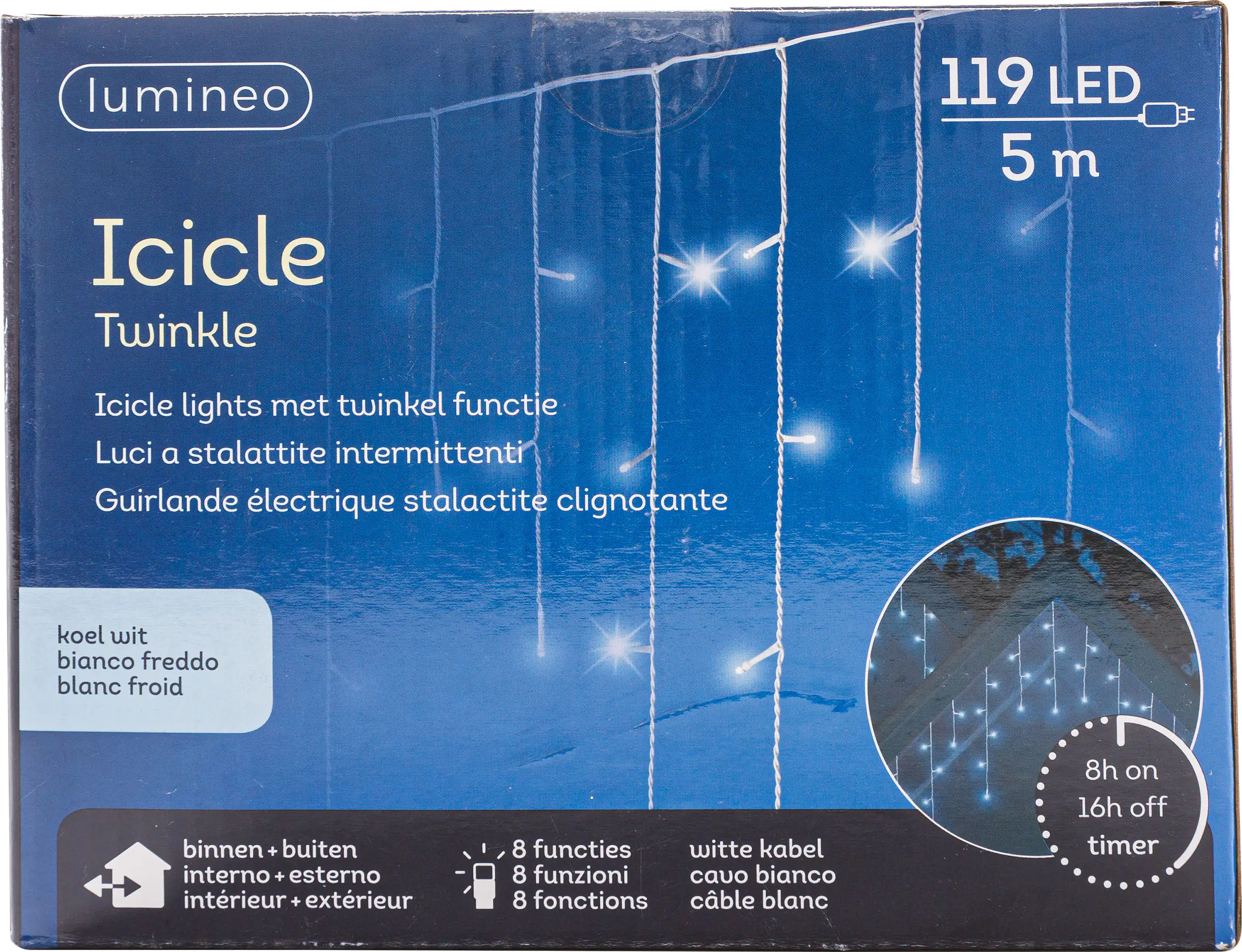 Kaemingk LED Eisregen Lichterkette 119 LED kaltweiß