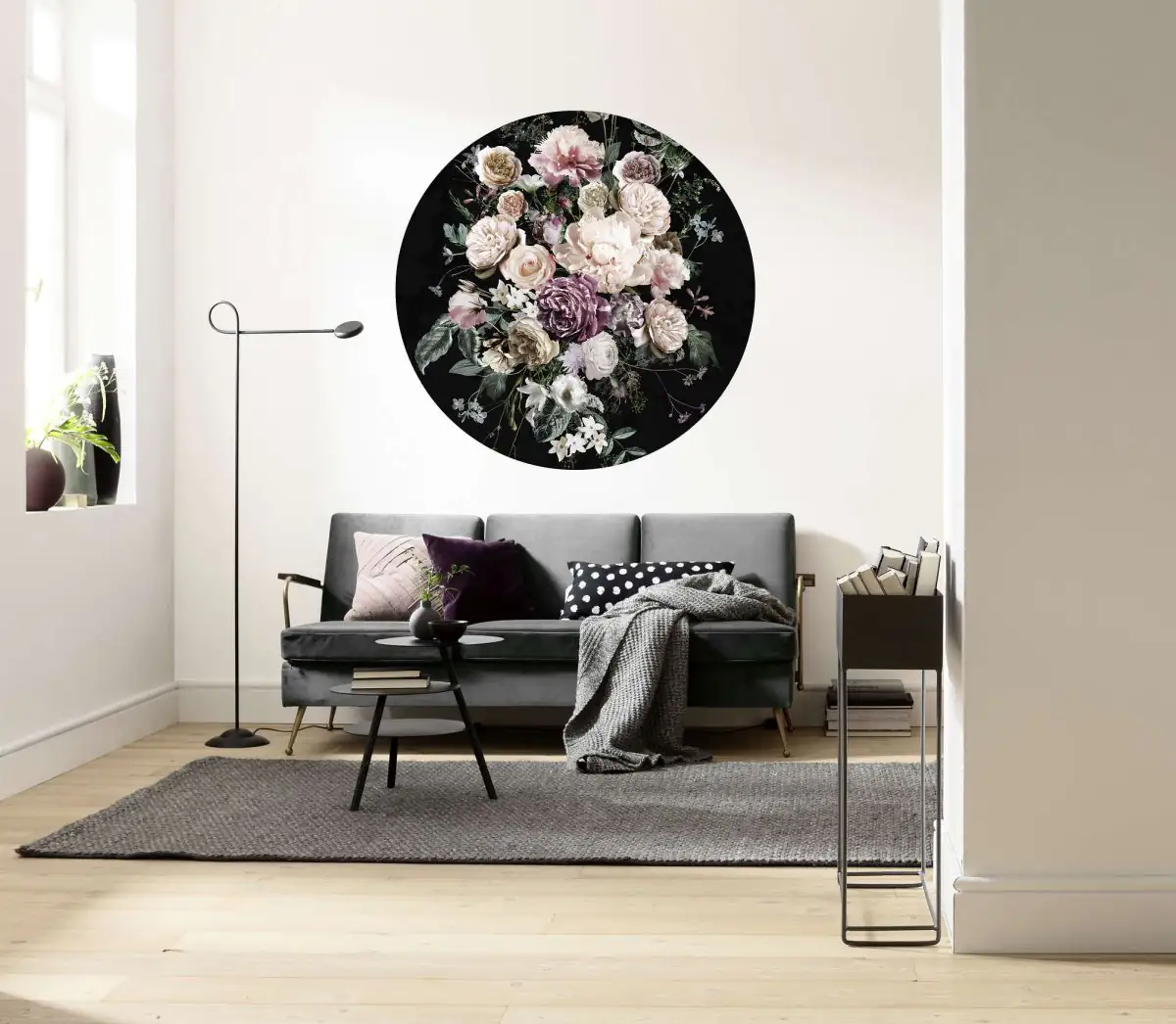 Komar Vlies Fototapete Dot Enchanted Flowers Ø 125 cm, selbstklebend
