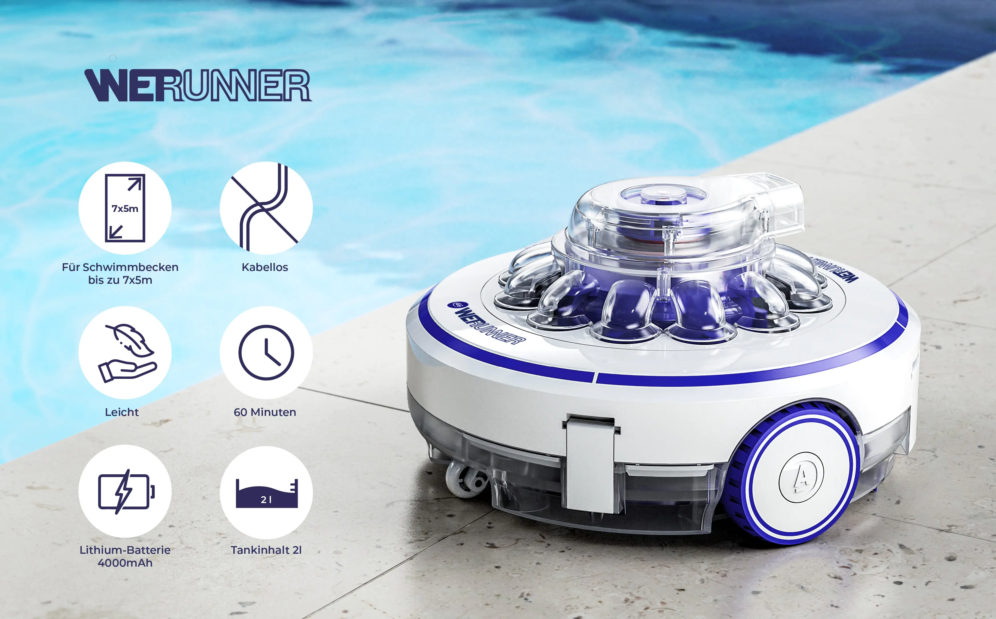 Gre Poolreiniger Wet Runner für Pools bis zu 7 x 5 m