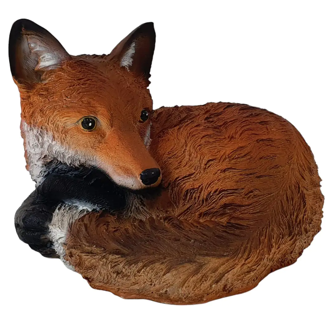 Dekofigur Fuchs liegend 27 x 24 x 20 cm orange schwarz