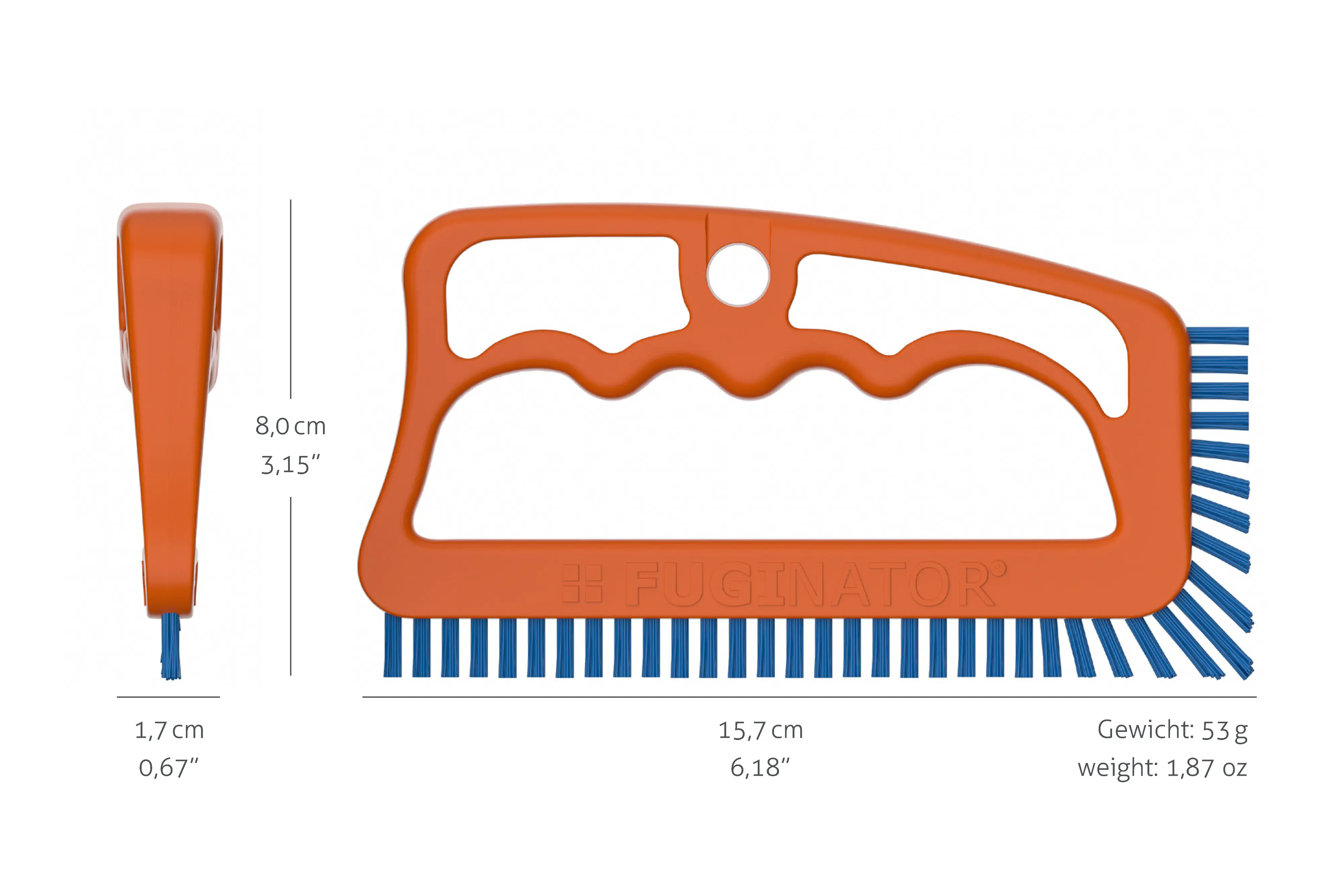 Fuginator Fugenbürste Classic Kunststoff orange/blau