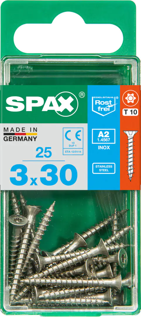 Spax Universalschrauben 3.0 x 30 mm TX 10 - 25 Stück Edelstahl