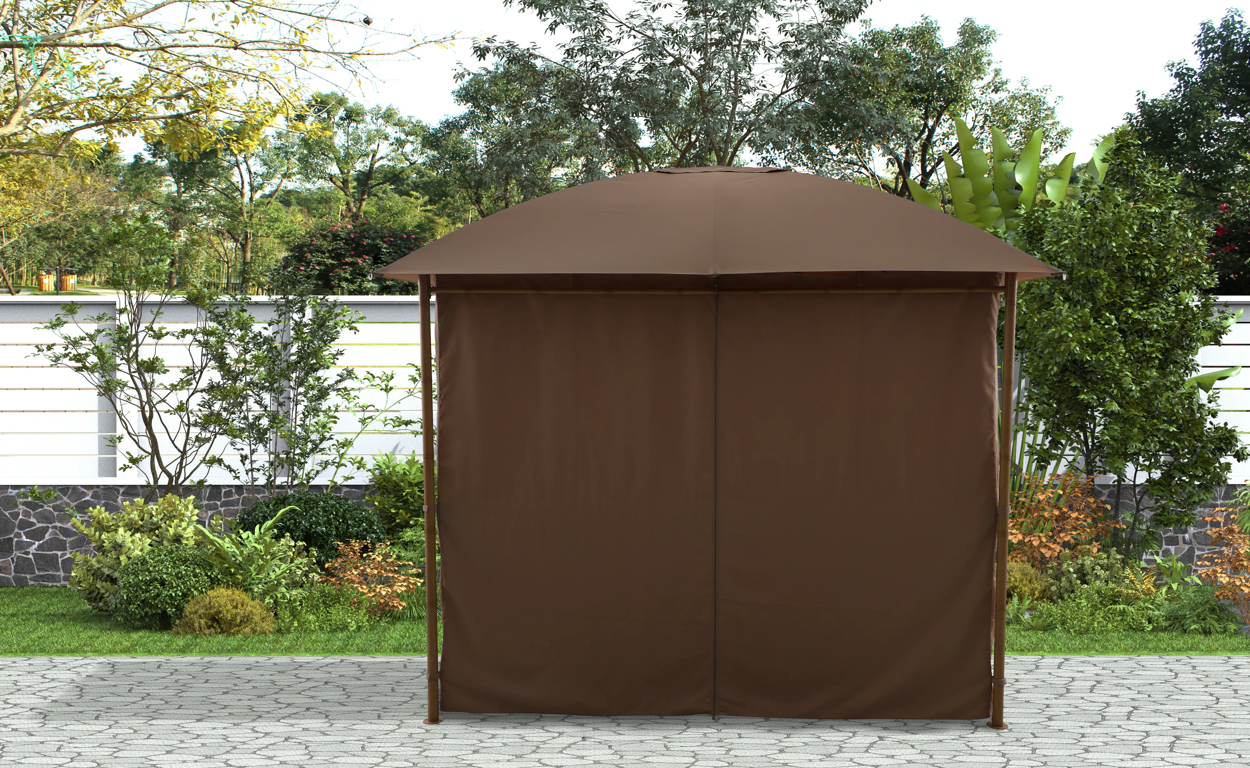 Primaster Pavillon Bambus Metall 300 x 300 cm braun