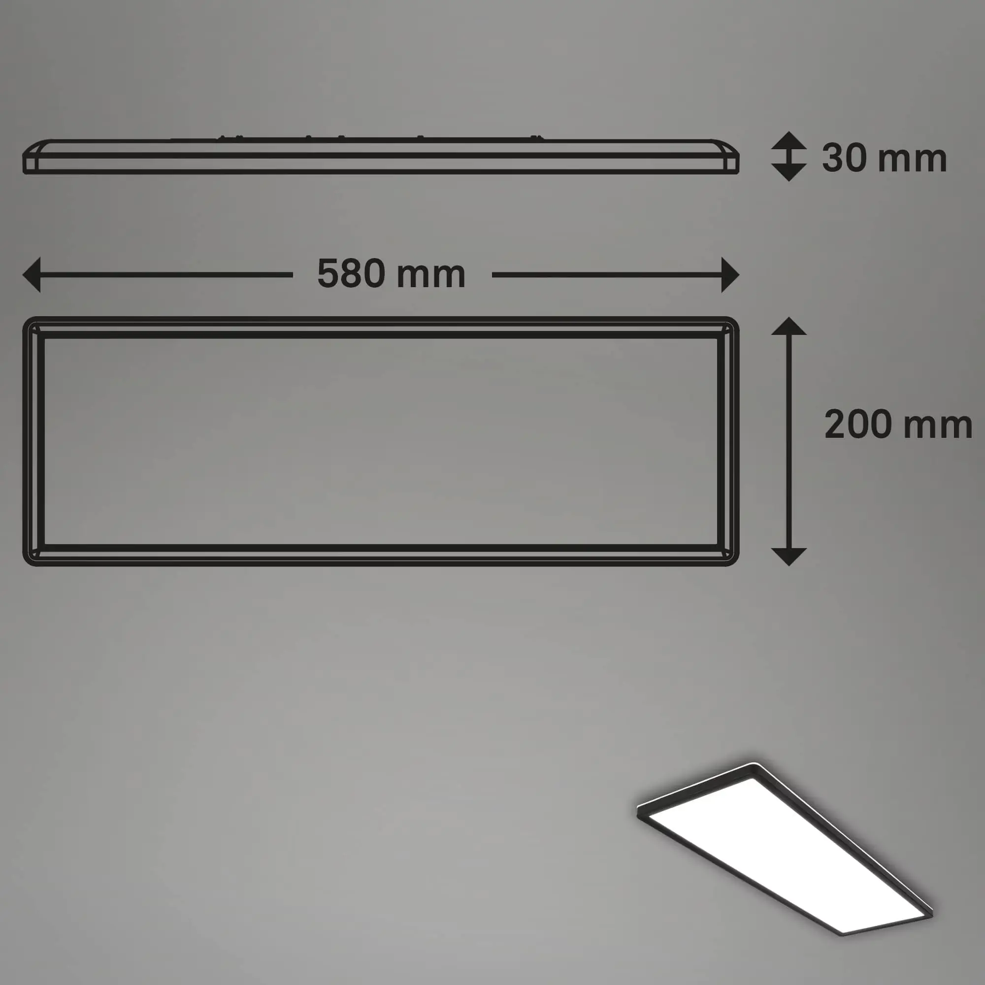 Briloner LED Panel Slim 58 cm, schwarz, ultraflach