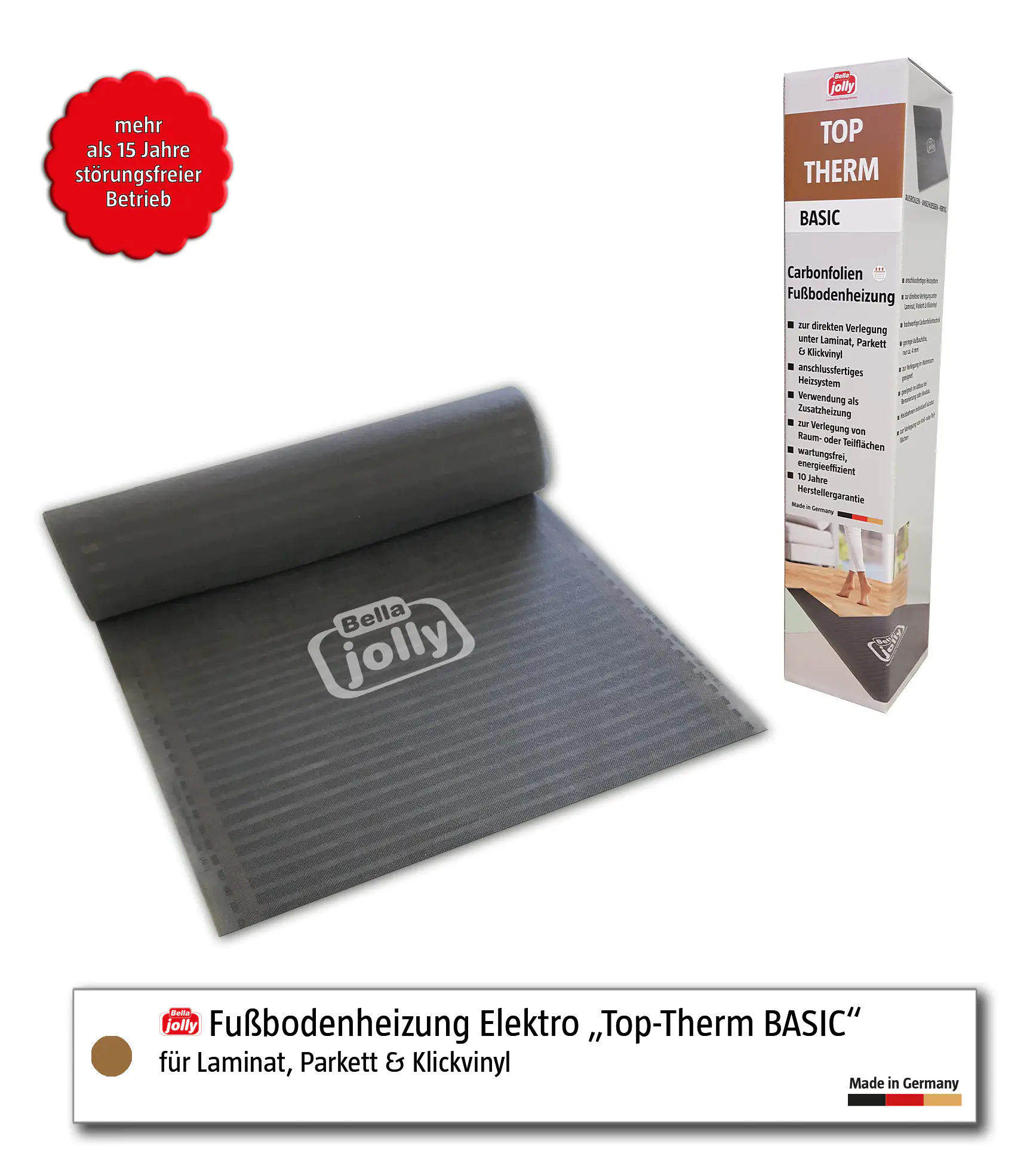 Jollytherm Fußbodenheizung Top-Therm Carbon  2,25m²  180 Watt
