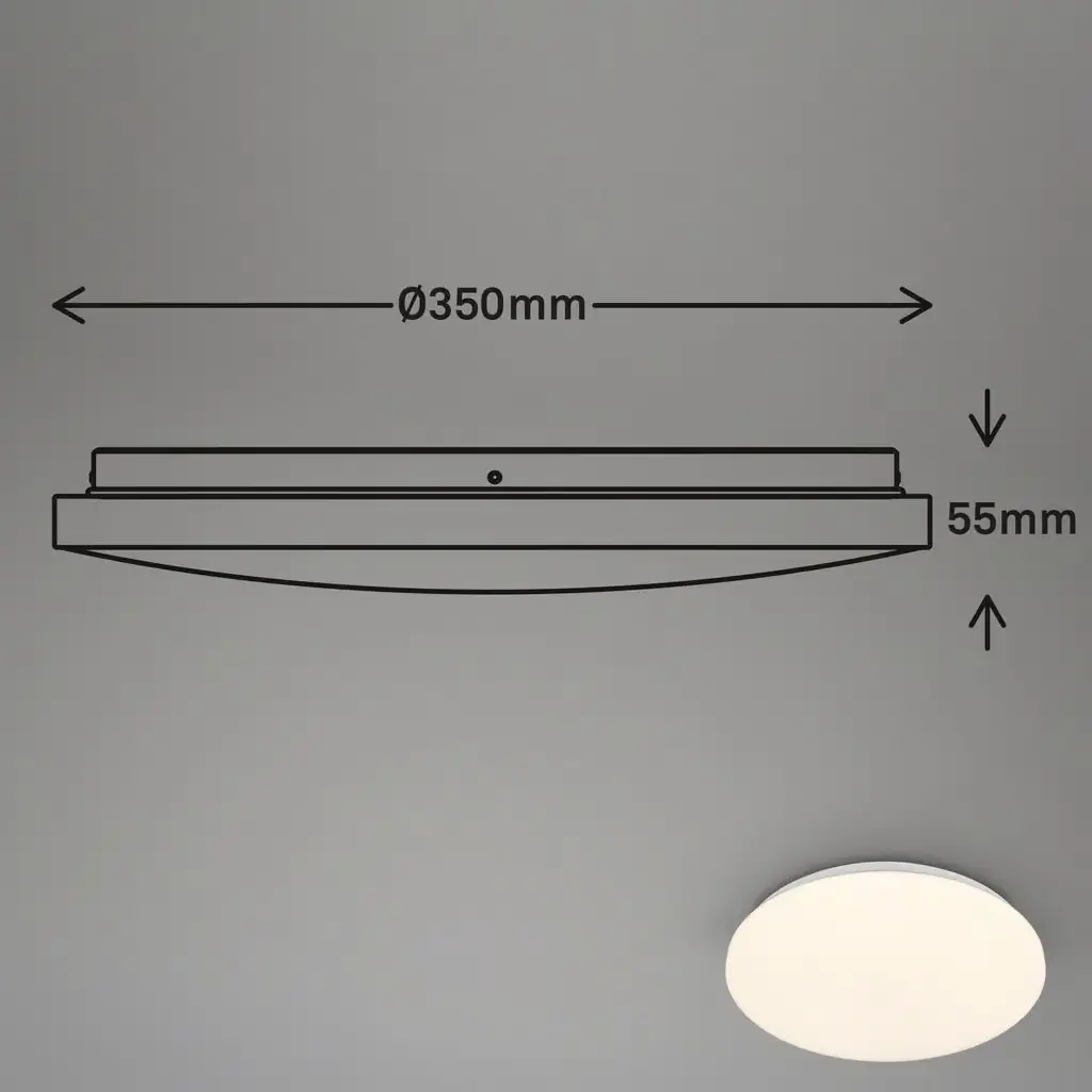 Briloner LED-Deckenleuchte Walk mit Bewegungsmelder Ø 35 x 5,5 cm warmweiß weiß