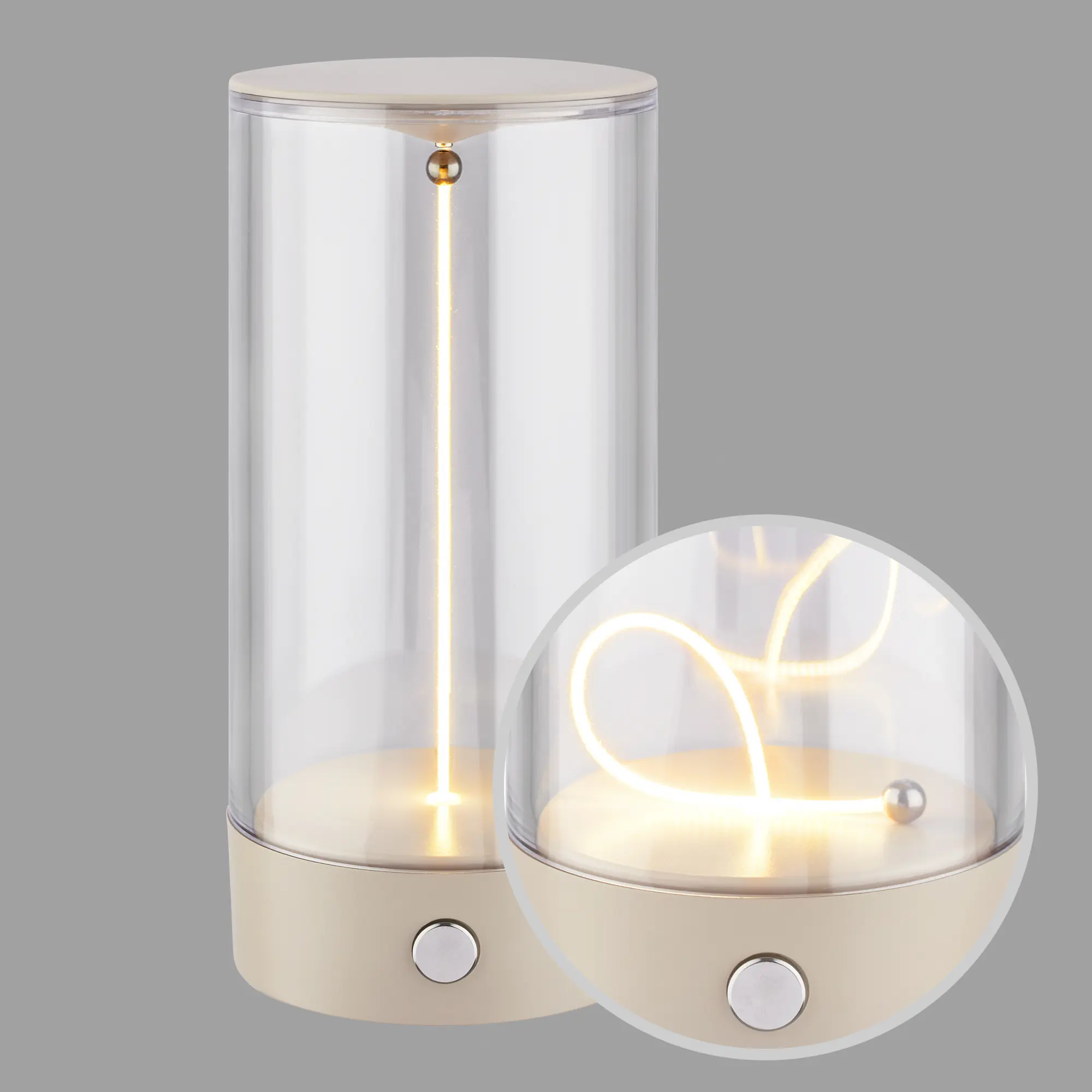 Briloner LED Akku-Tischleuchte Wiggle beige 15 cm warmweiß dimmbar