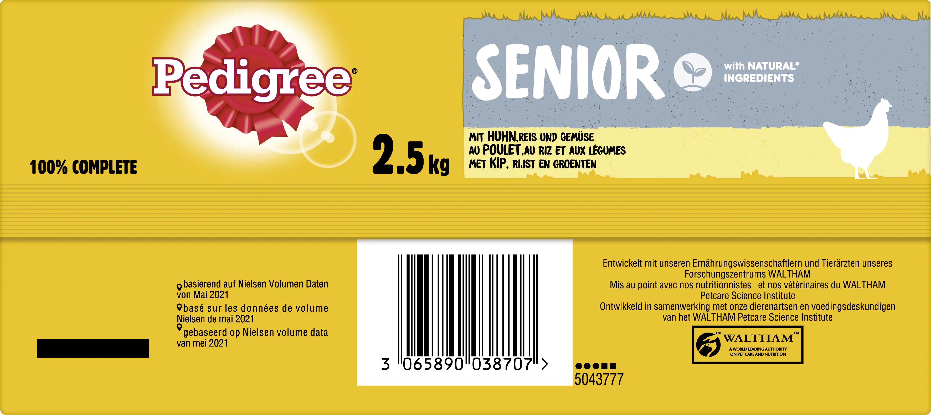 Pedigree Hundetrockenfutter Senior 2,5 kg Huhn, Reis & Gemüse 