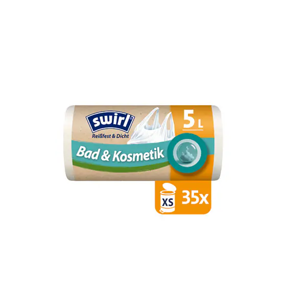 Swirl® Müllbeutel mit Tragegriff Reißfest & Dicht 5 L 35 Stück