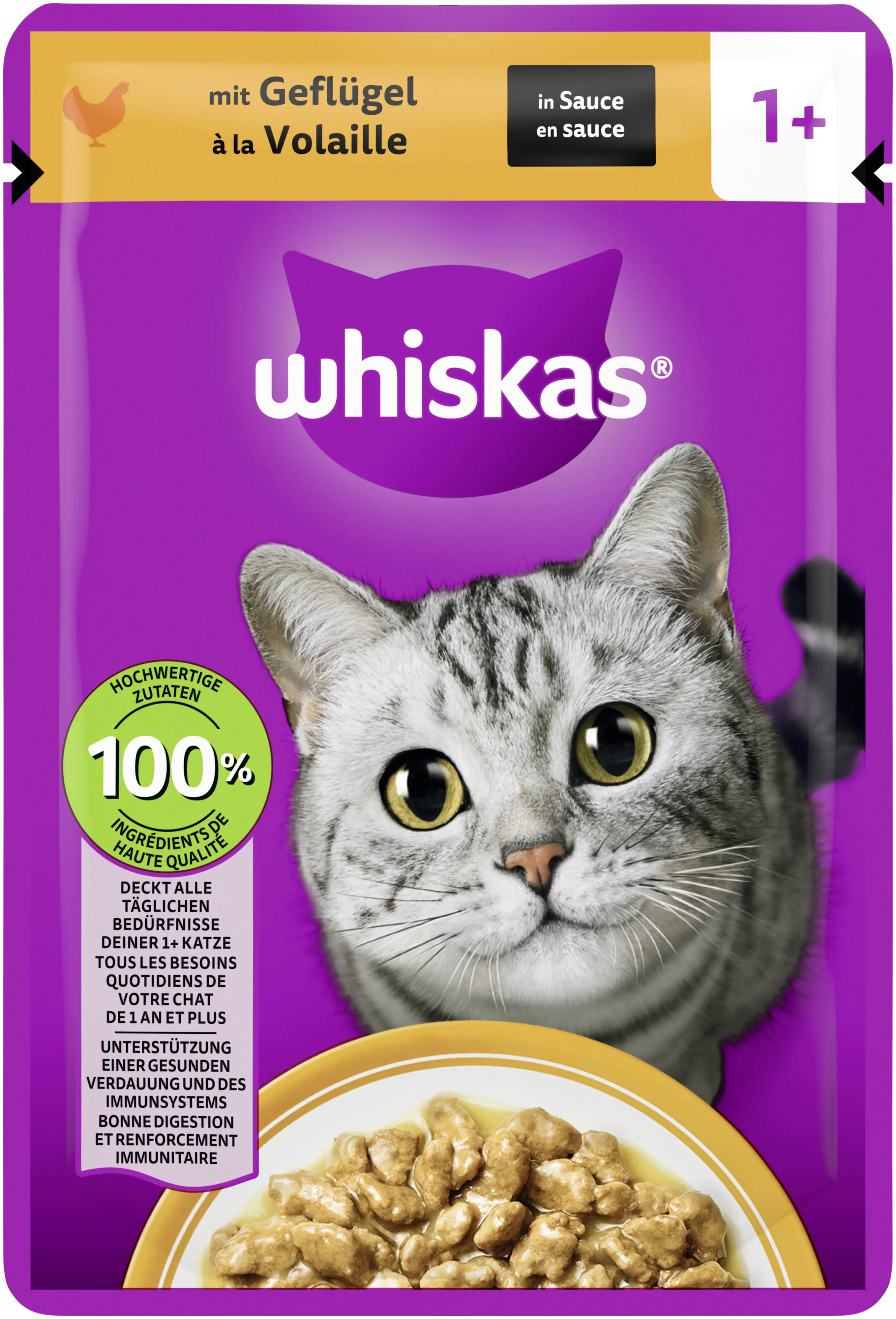Whiskas Katzennassfutter Adult 28 x 85 g Geflügel in Sauce