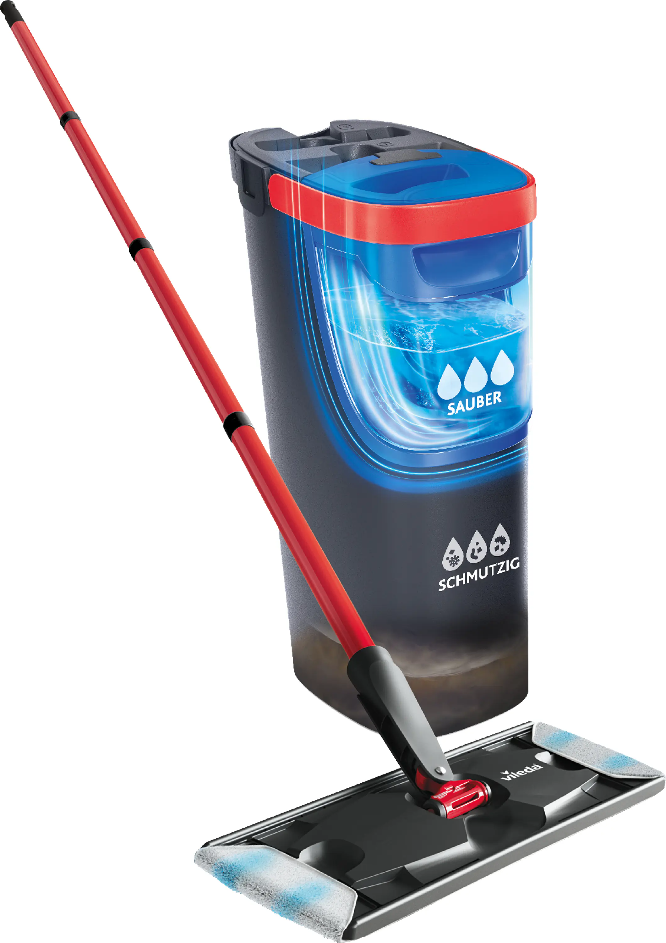 Vileda Bodenwischer Reinigungsset H2PRO Flat Mop 