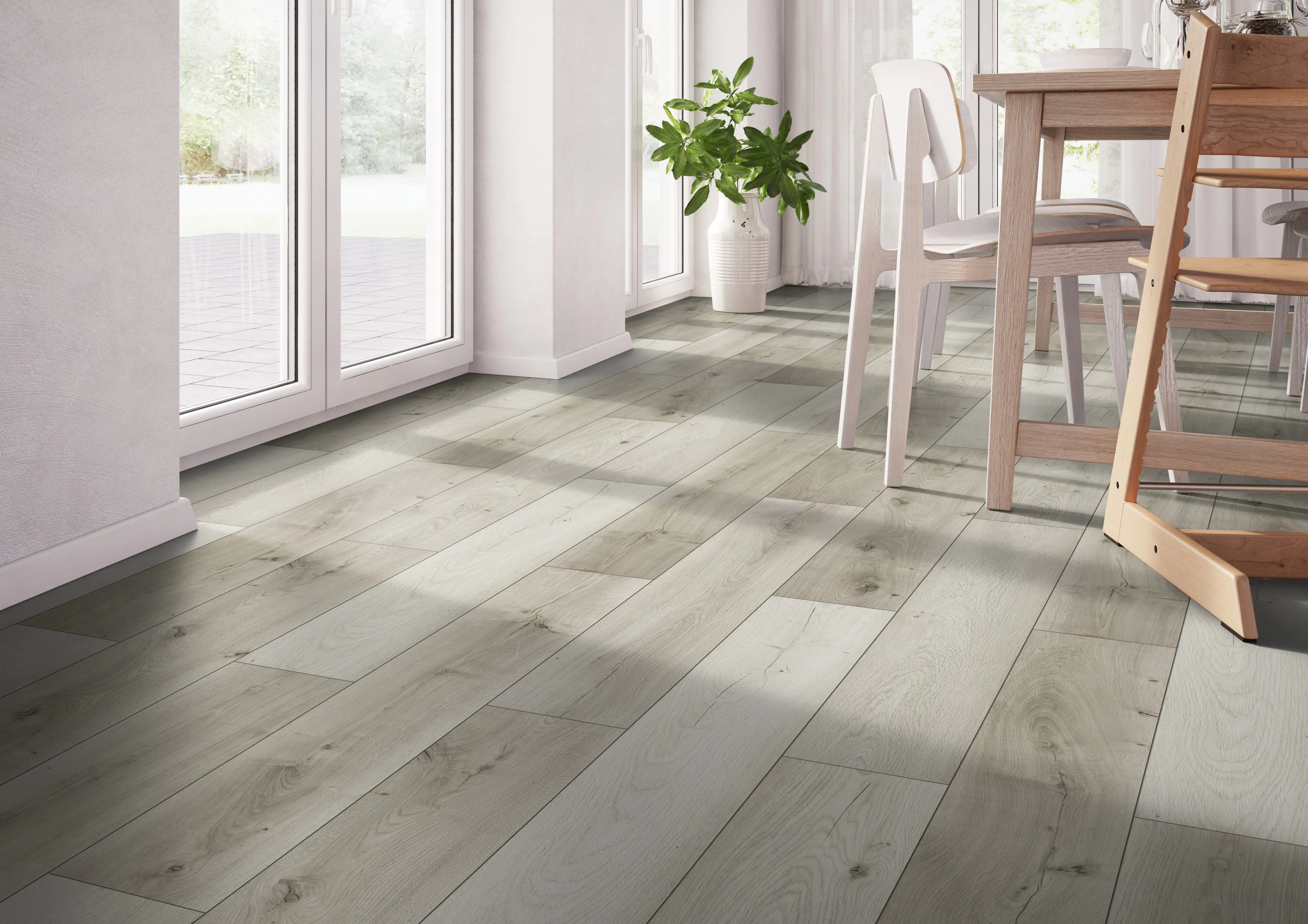 Classen Laminat Megaloc Aquaprotect 128,5 x 19,2 cm 8 mm Eiche grau mix