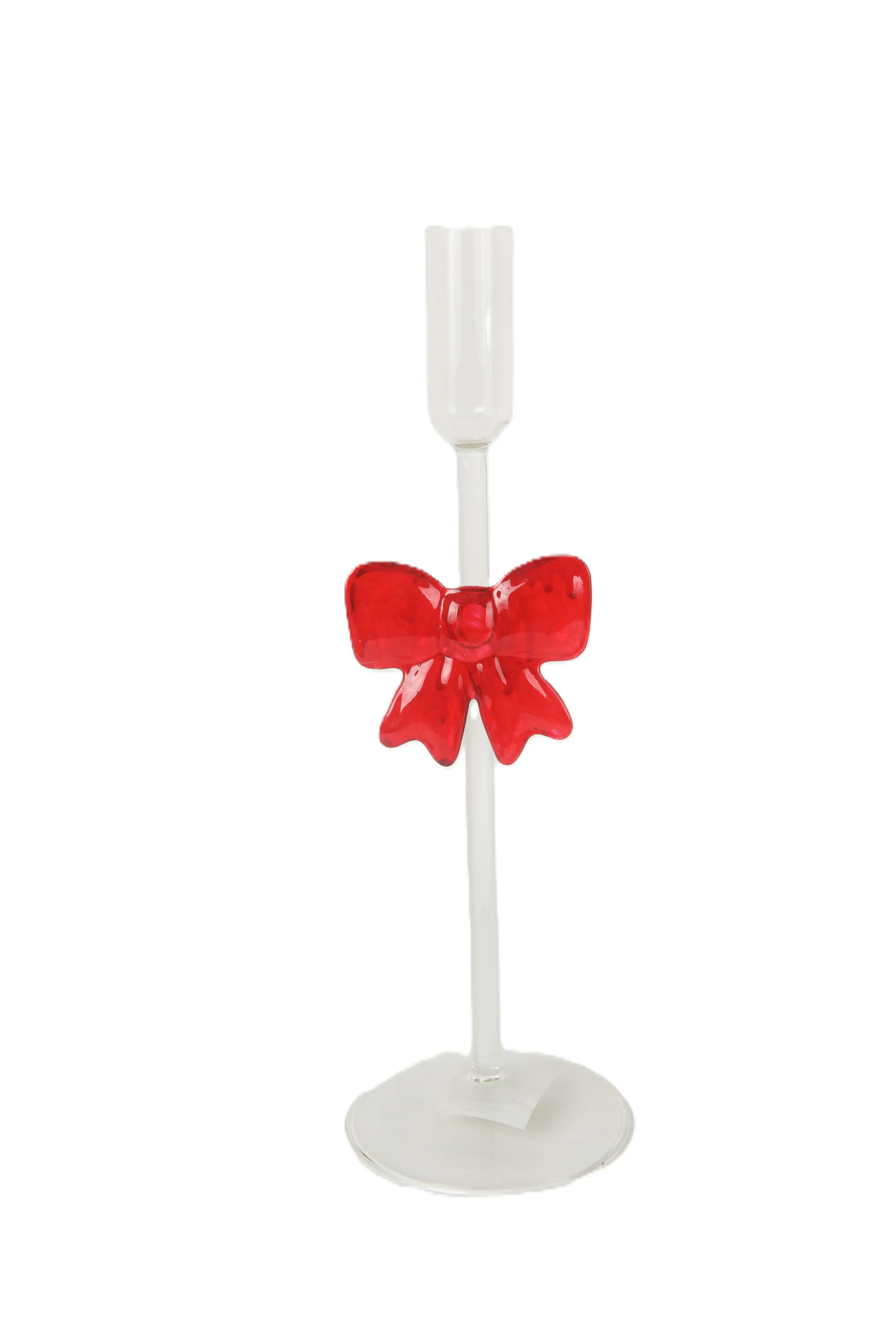 TrendLine Deko Kerzenständer Glas Ø 9 x 28 cm rot/transparent