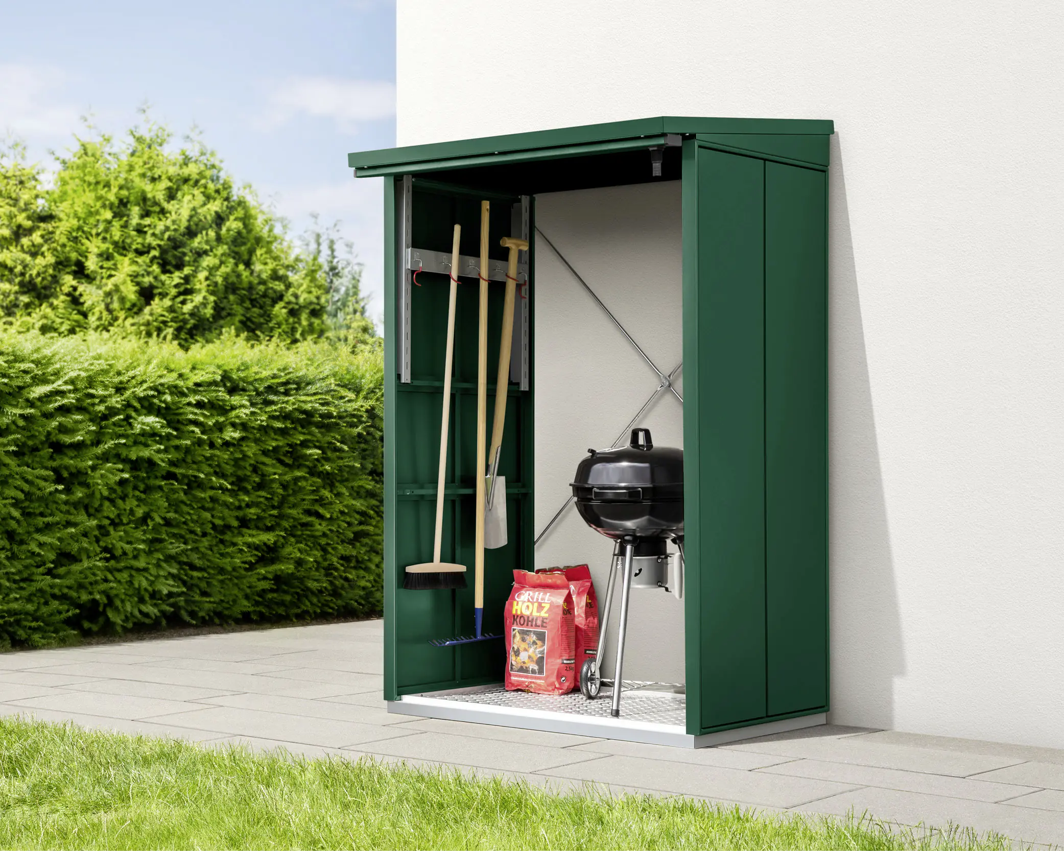 Ecostar Kaminholzregal Elegant-V Typ 1, moosgrün, mit Verstrebung
